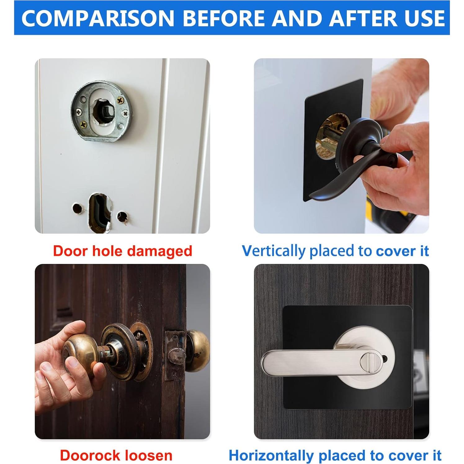 Placa de Refuerzo para Pomo de Puerta ALEXPRE 8 Paquetes Negra