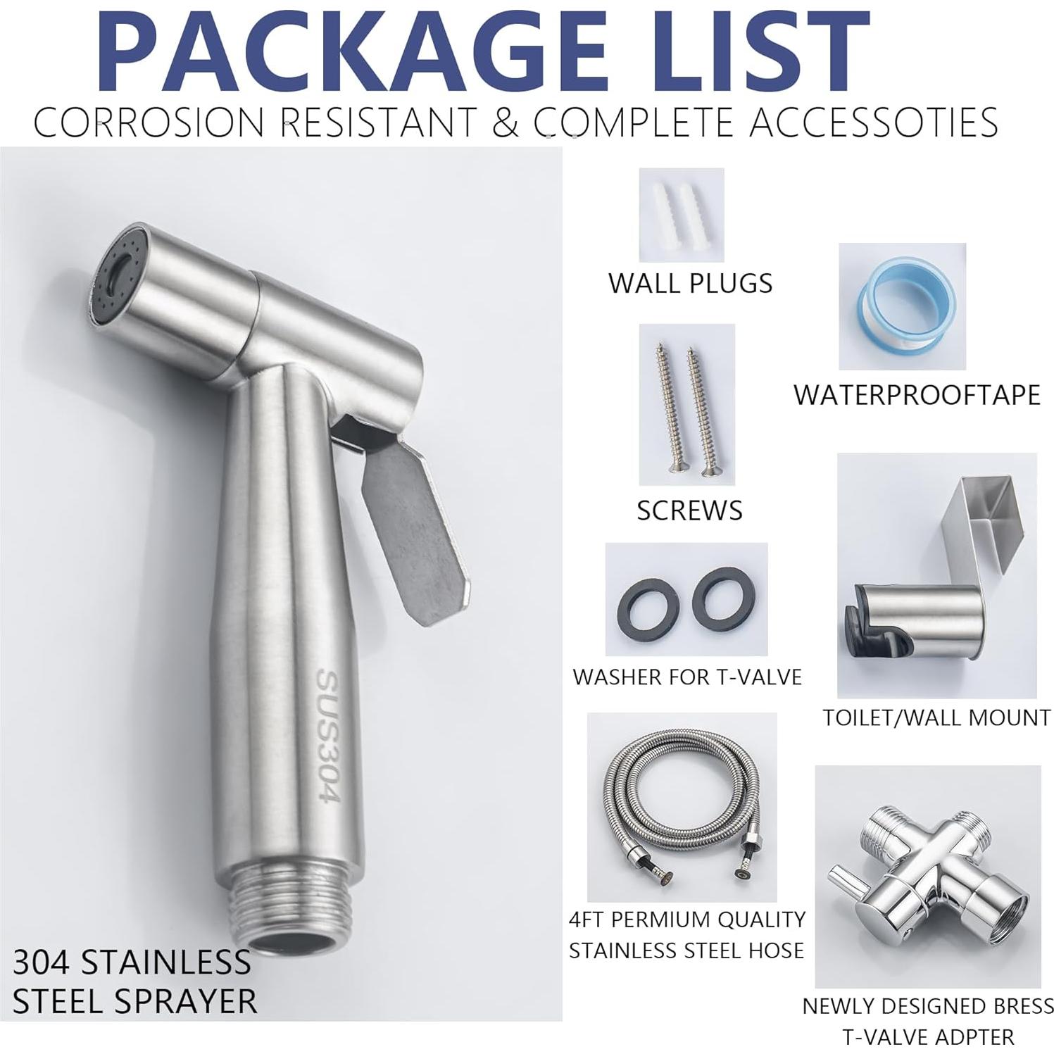 Rociador de Bidet de Mano GCGWEQS Acero Inoxidable Cepillado