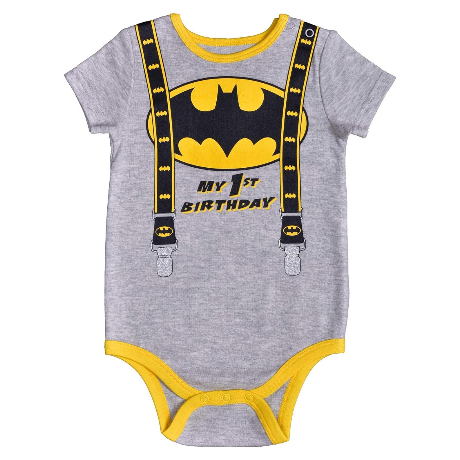 Traje de Cuerpo Batman DC Comics 1er Cumpleaños 12M Gris