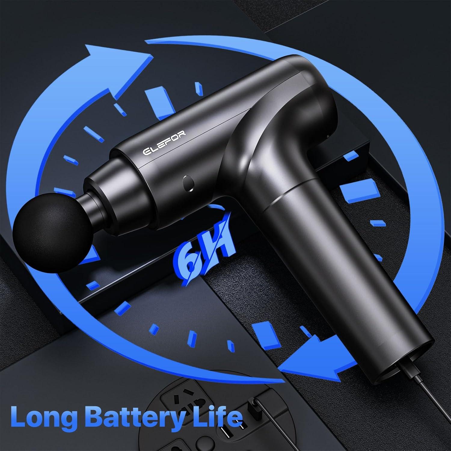 Pistola de Masaje Percusiva Enpower M68-7, 20 Velocidades, 8 Cabezas