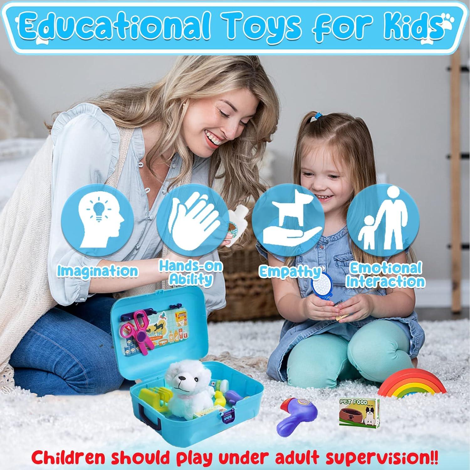 Juego de Cuidado de Mascotas TEUVO 16 Piezas para Niños