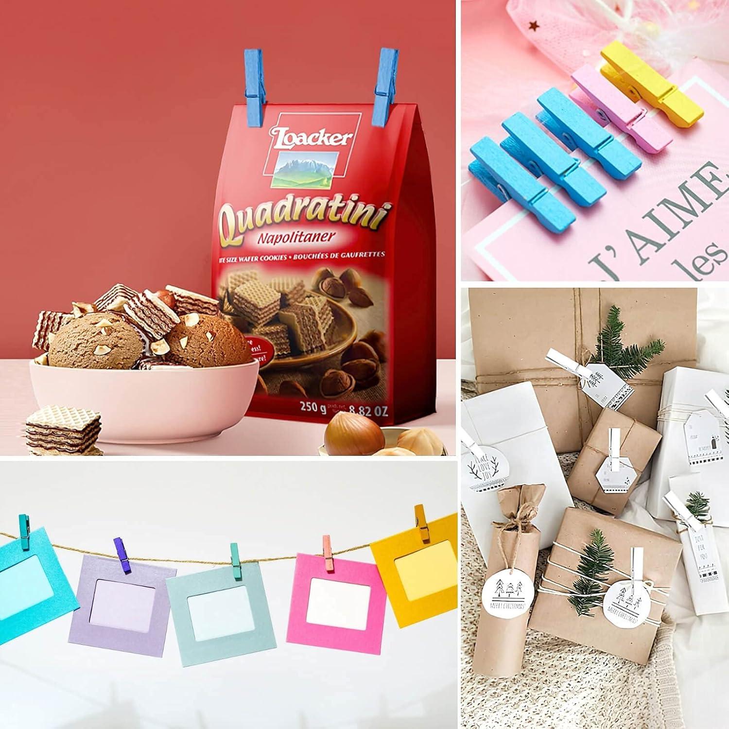 Mini Pinzas de Ropa de Madera SF SOONEAT - 100 Piezas Colores