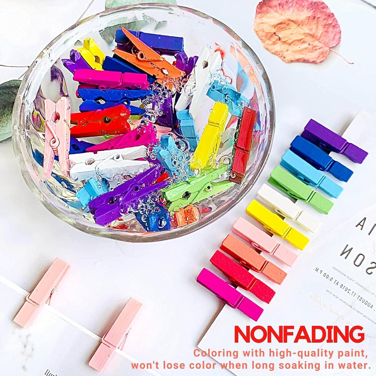 Mini Pinzas de Ropa de Madera SF SOONEAT - 100 Piezas Colores