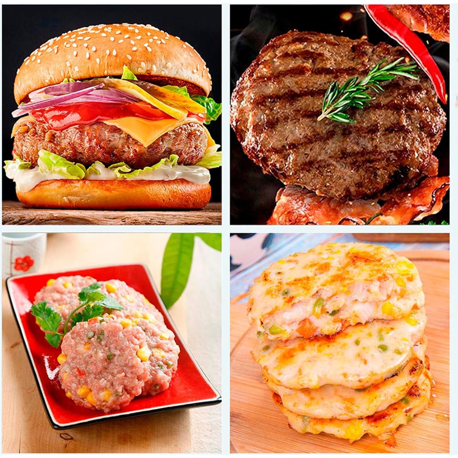 Prensa de Hamburguesas MoMoxi de Aluminio con 200 Papeles Antiadherentes