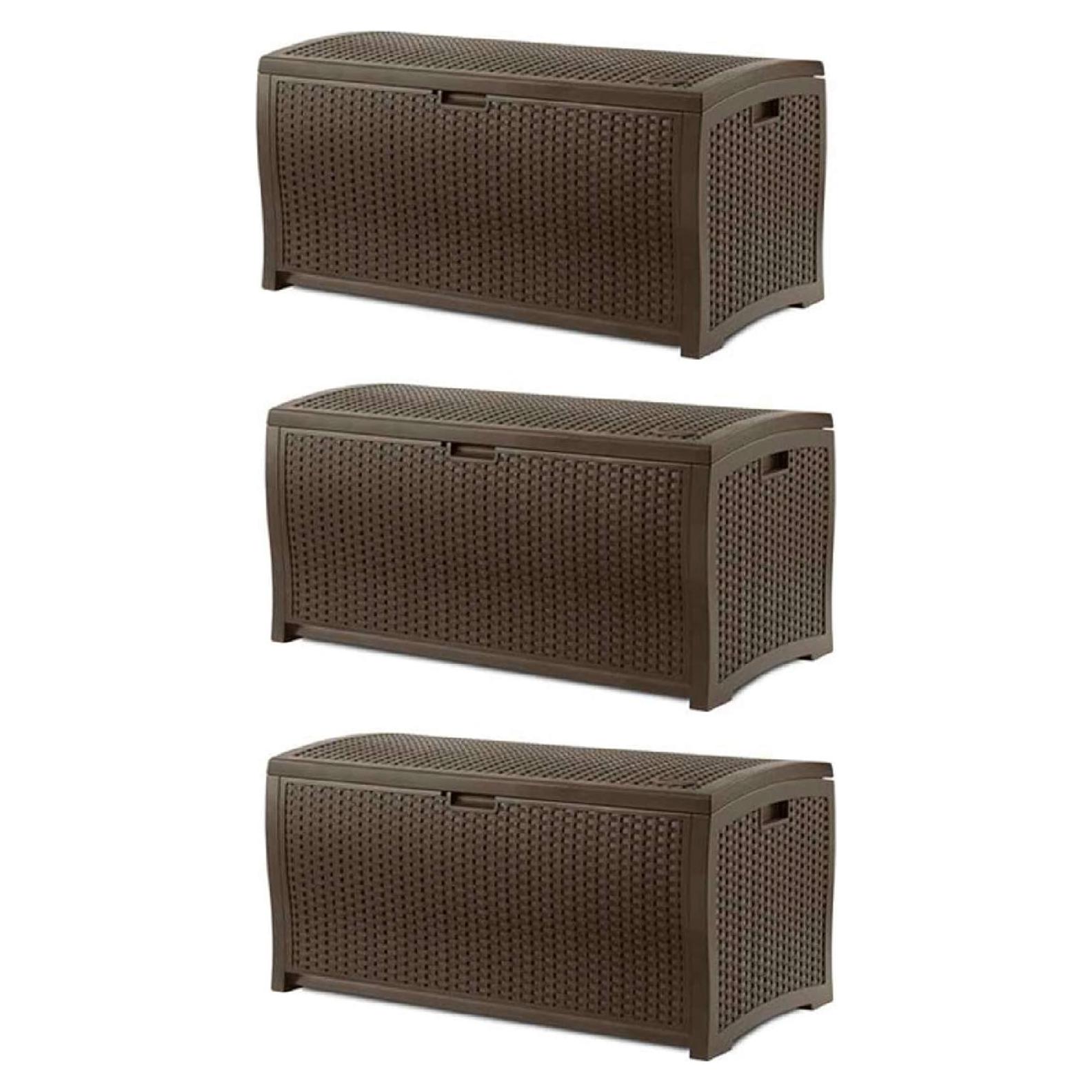 Caja de Almacenamiento Suncast 276.5L Resina Impermeable 3 Pzas