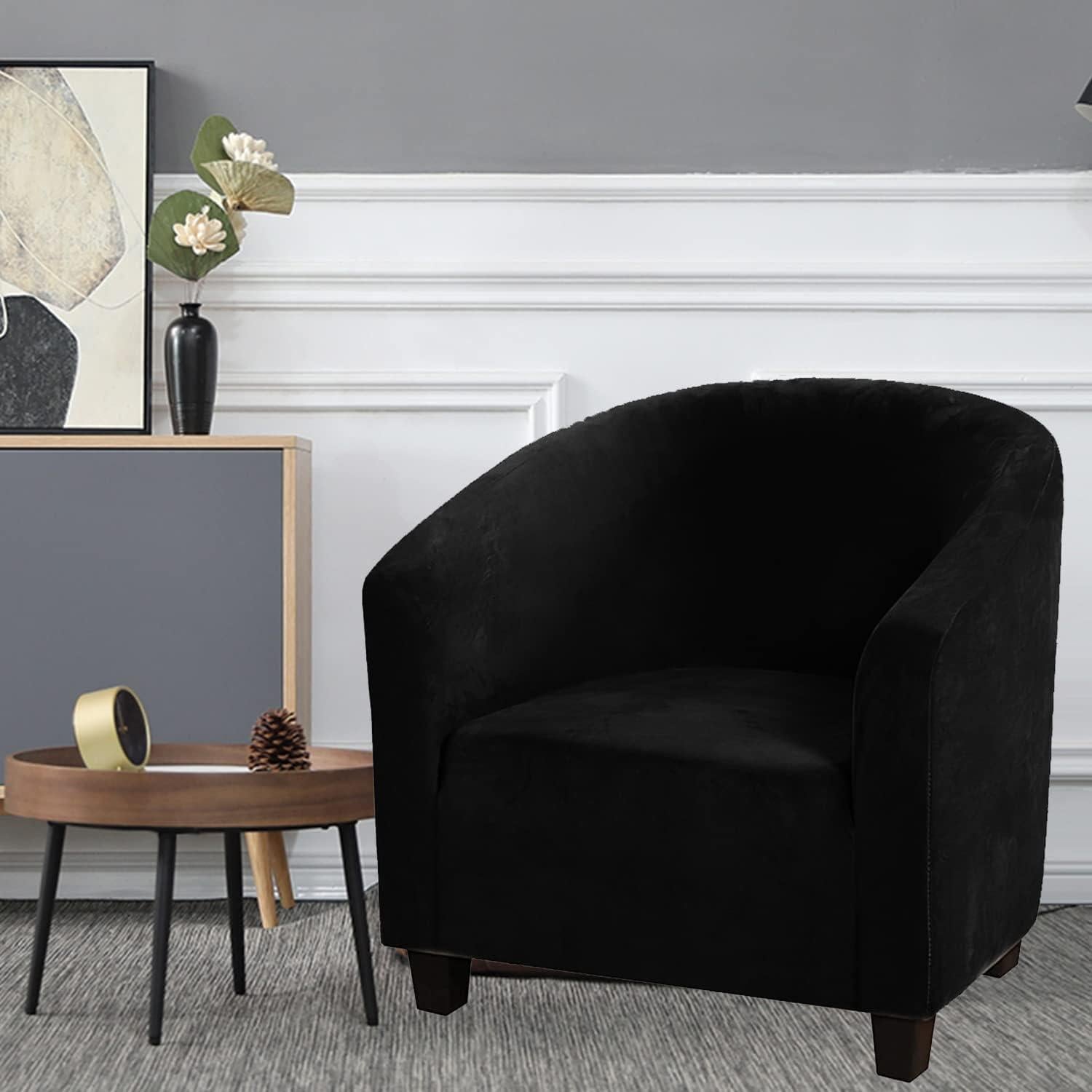 Funda de Silla Tubular MIFXIN de Terciopelo Negro Elástico