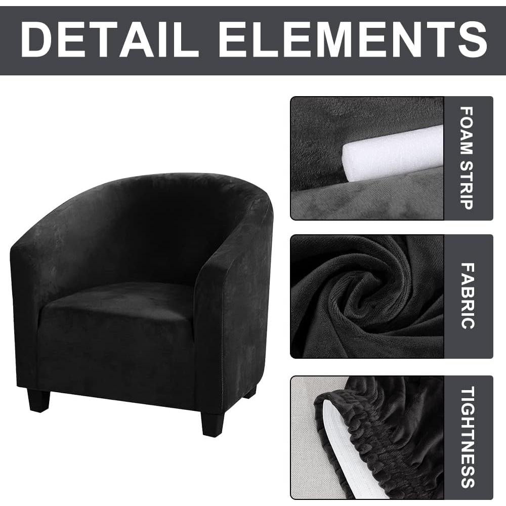 Funda de Silla Tubular MIFXIN de Terciopelo Negro Elástico