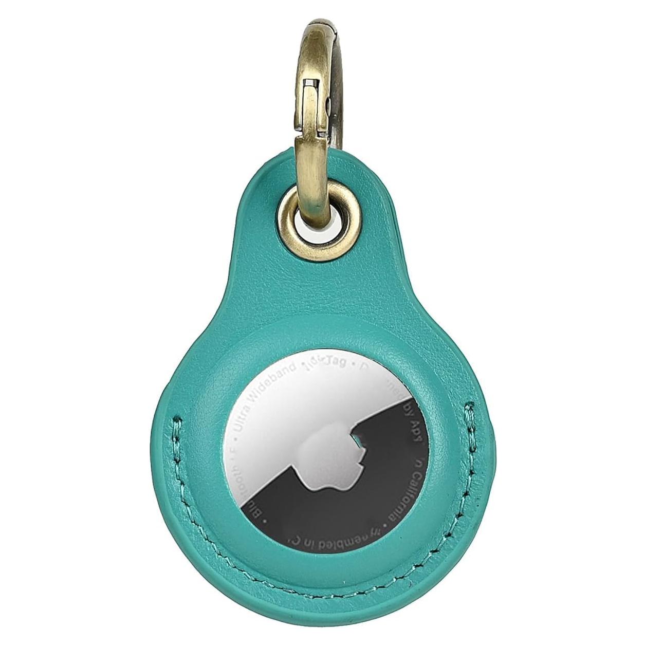 Funda de cuero Tusks para Apple AirTag - Azul Aqua