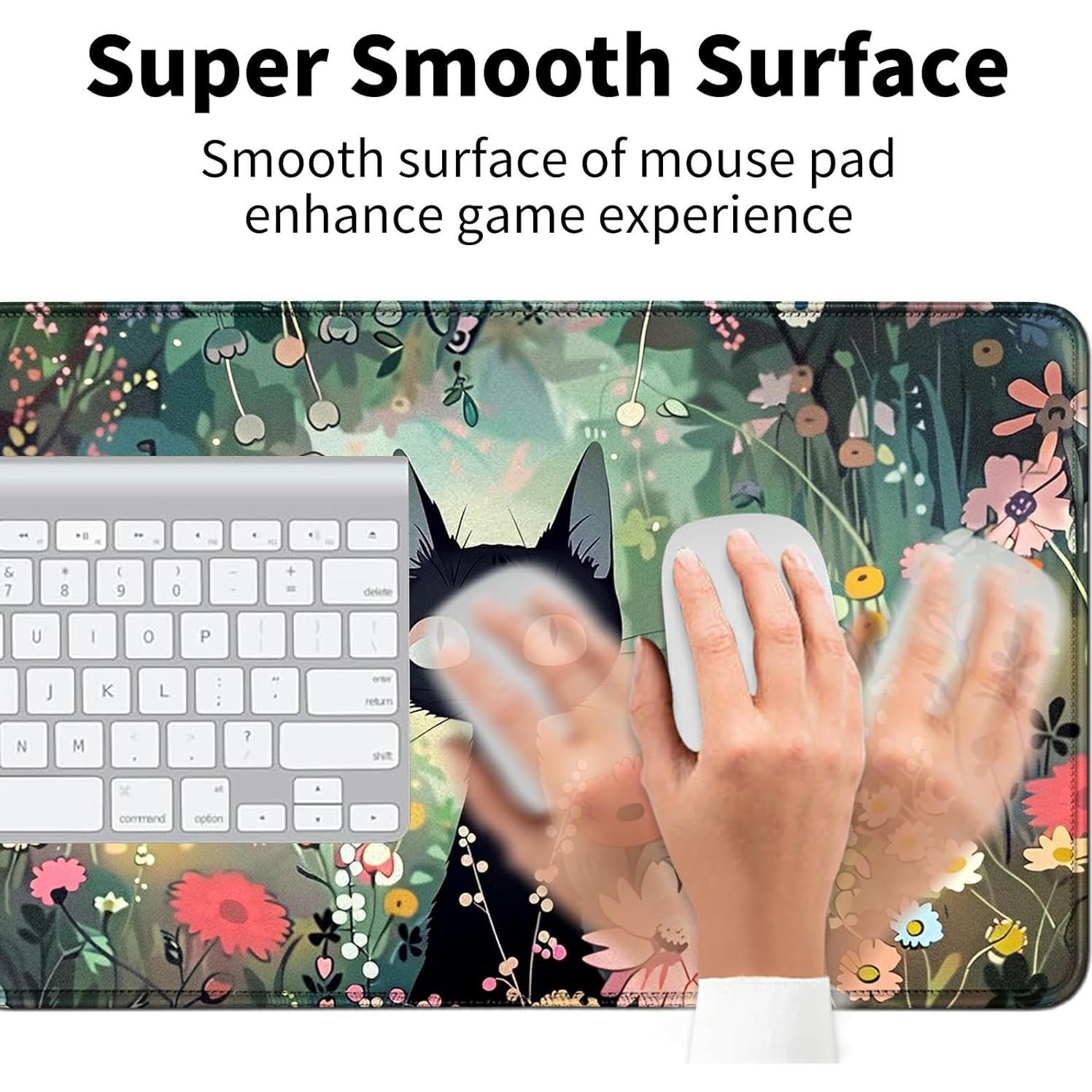 Tapete de Juego BFDHGQZC Gato Negro Entre Flores 60x35cm