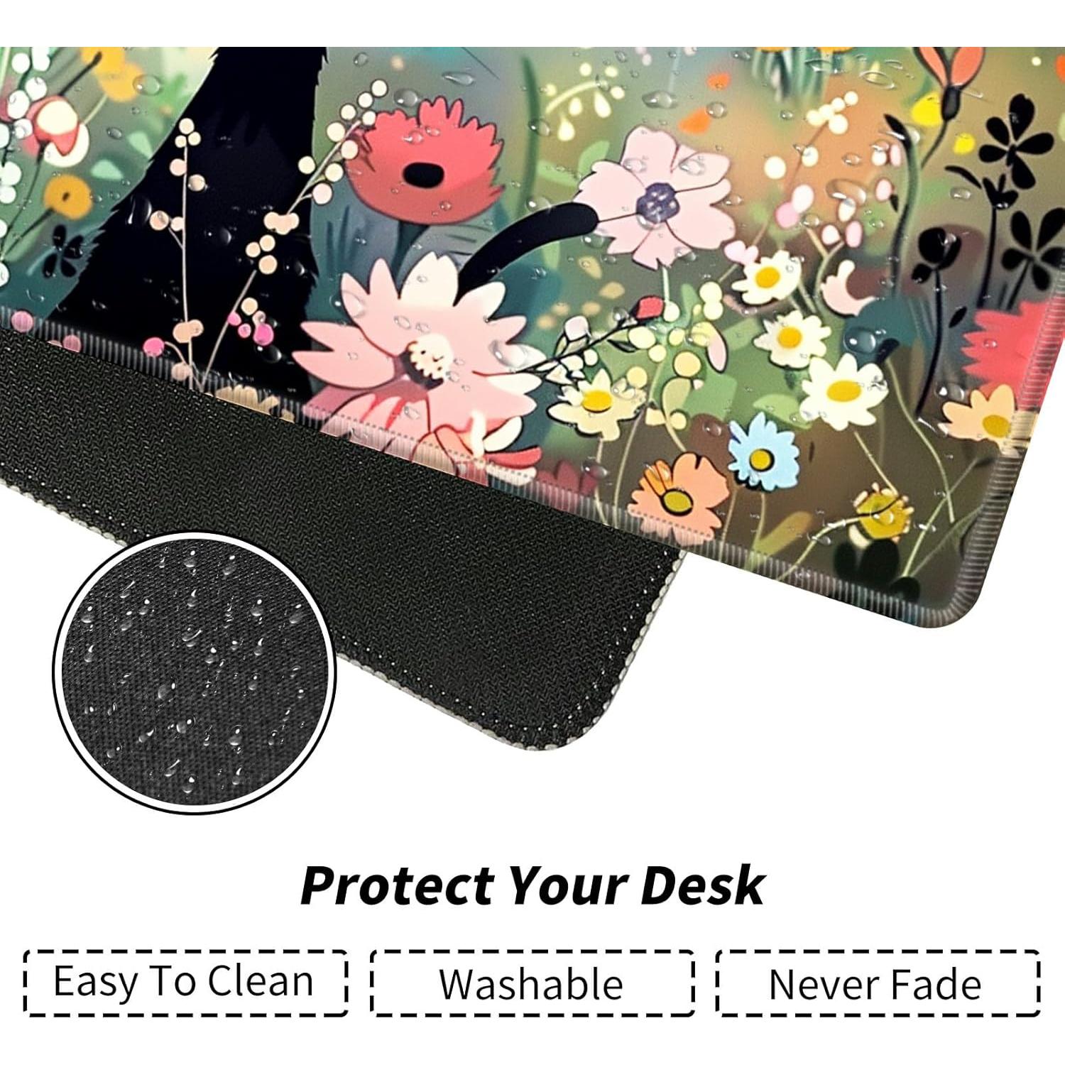 Tapete de Juego BFDHGQZC Gato Negro Entre Flores 60x35cm