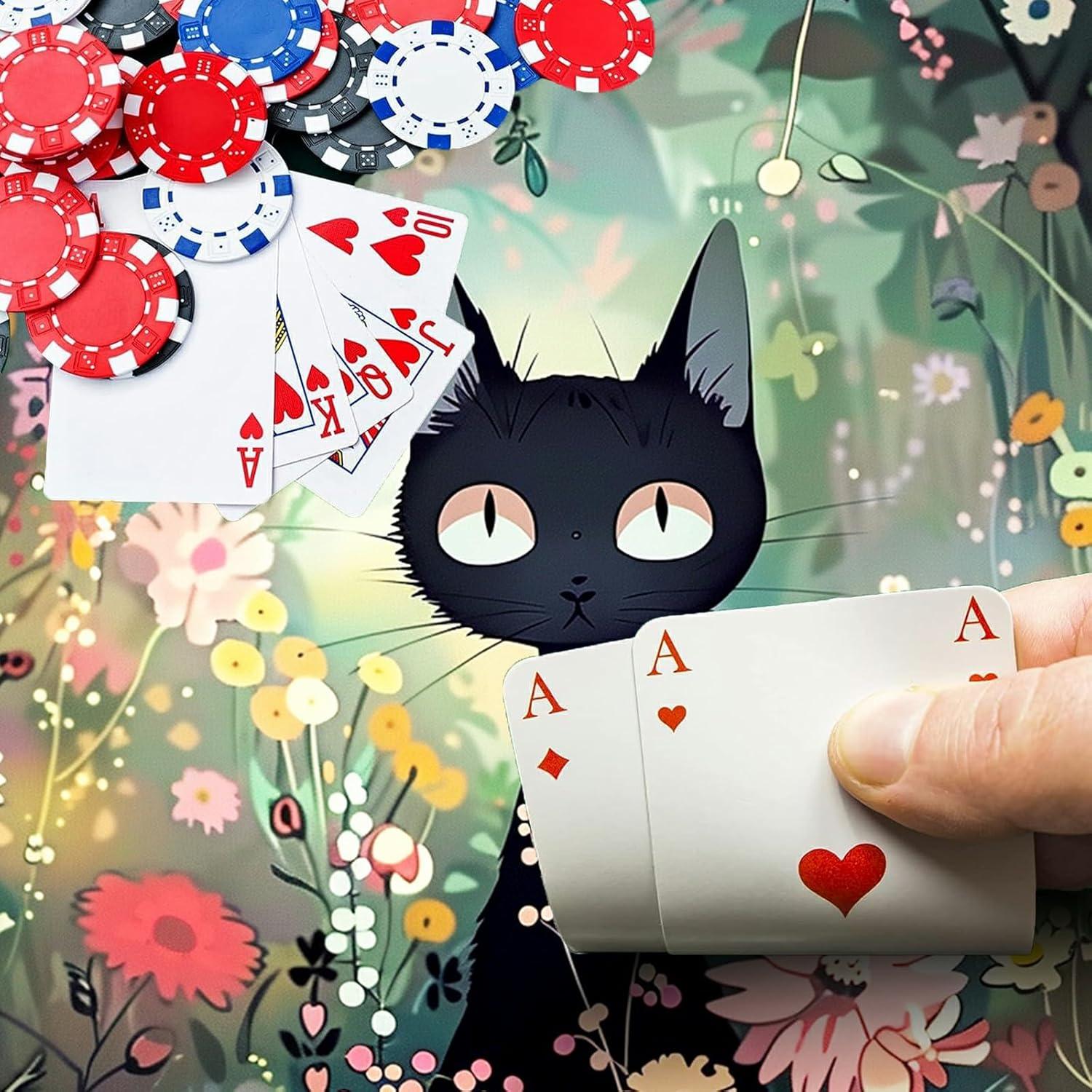 Tapete de Juego BFDHGQZC Gato Negro Entre Flores 60x35cm