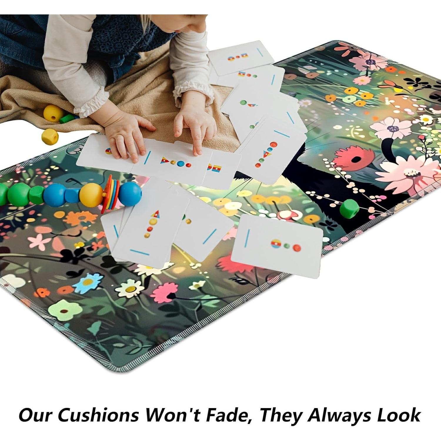 Tapete de Juego BFDHGQZC Gato Negro Entre Flores 60x35cm