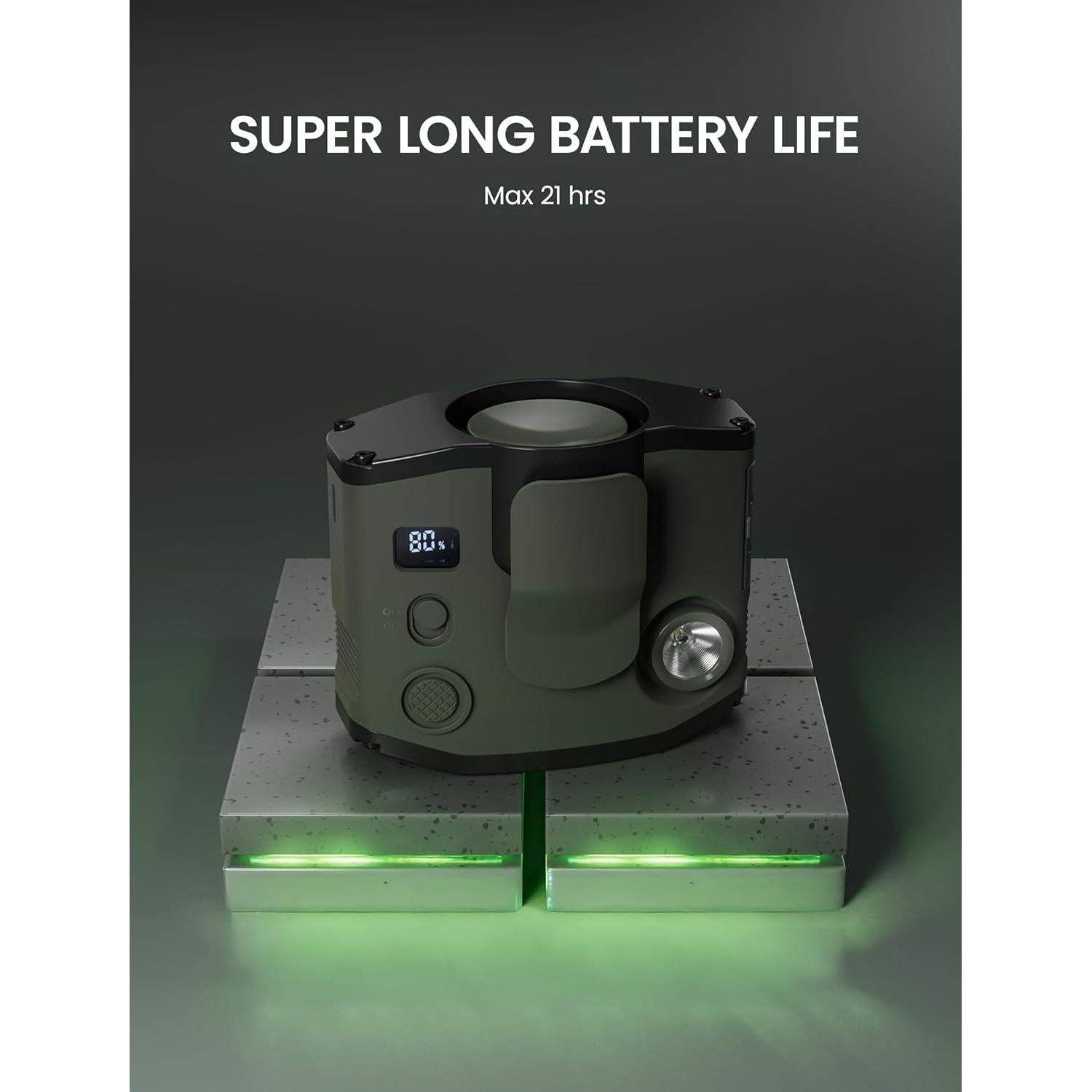 Ventilador de Cintura Portátil Comoistar con Luz LED y 3 Velocidades