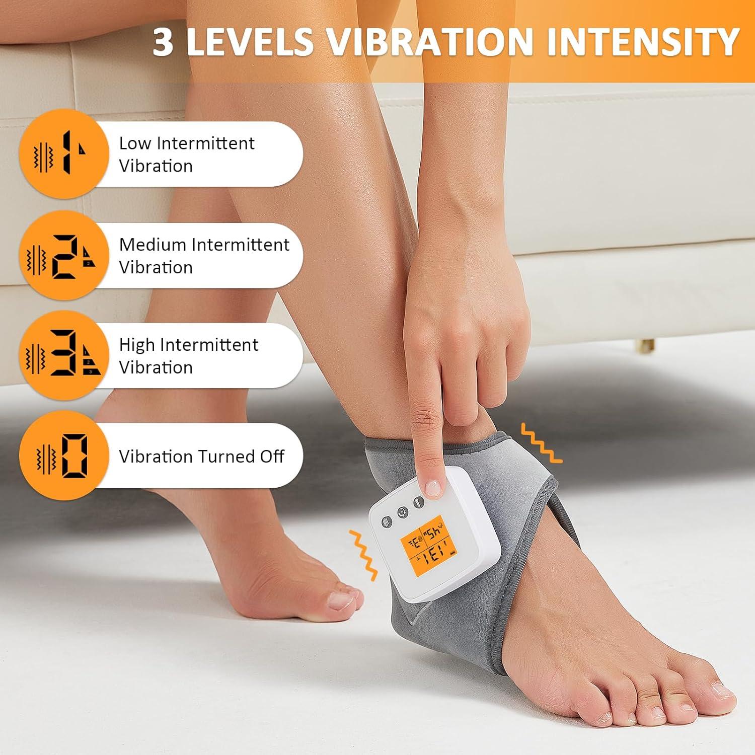 Ankle Massager Heating Pad for Pain Relief,Cordless Ankle Heating Pad for Sprained,Vibration Heated Feet Wrap for Achilles Tendonitis and Plantar Fasciitis,3 Vibration Mode,3 Heat Level