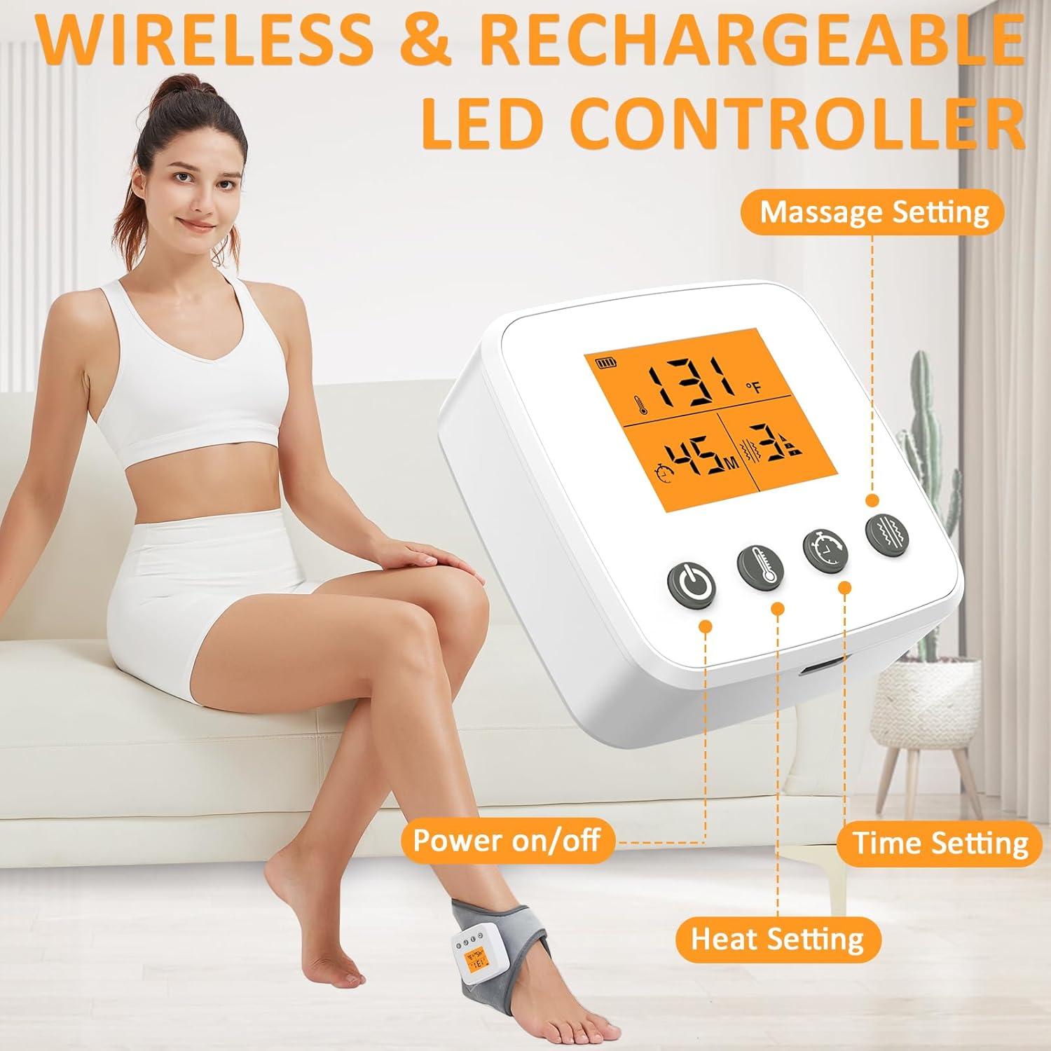 Ankle Massager Heating Pad for Pain Relief,Cordless Ankle Heating Pad for Sprained,Vibration Heated Feet Wrap for Achilles Tendonitis and Plantar Fasciitis,3 Vibration Mode,3 Heat Level