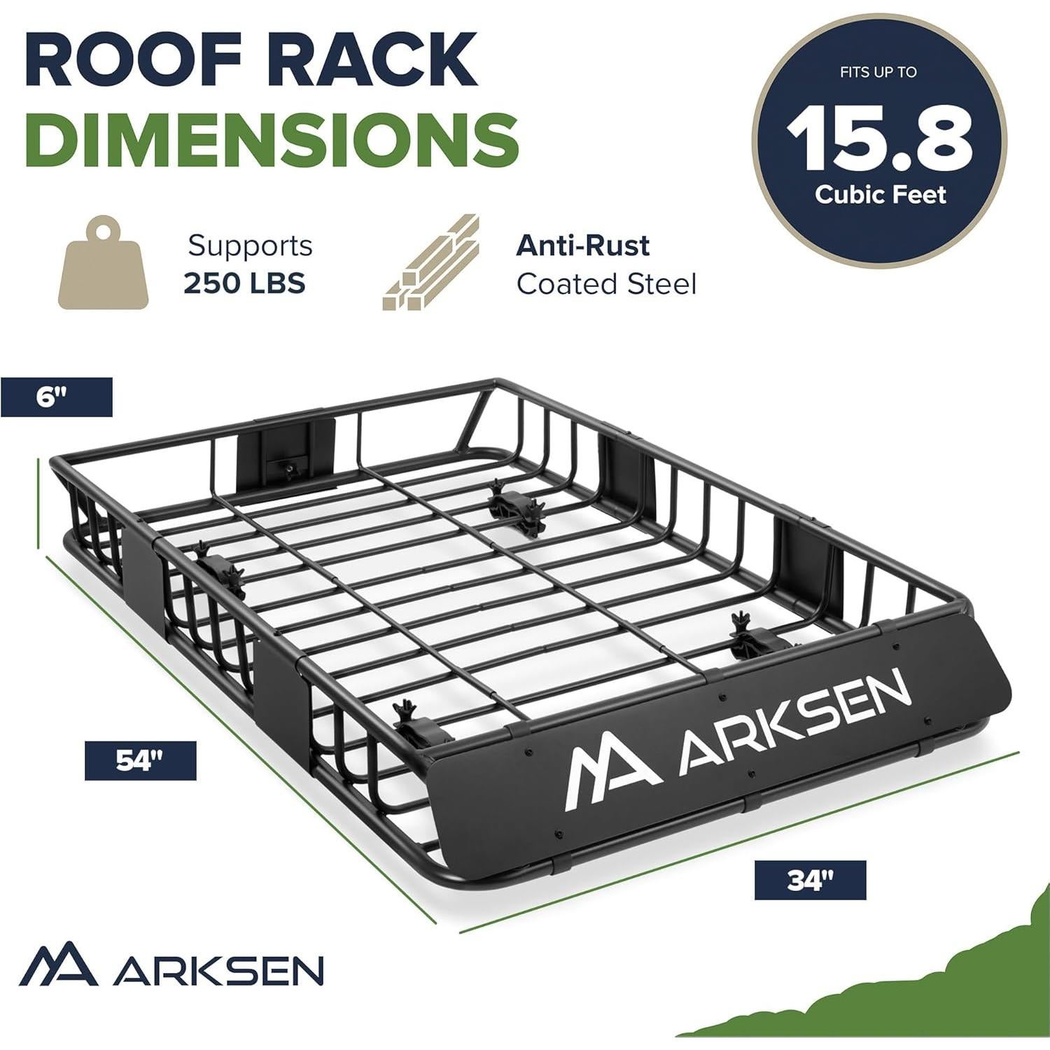 Portaequipajes ARKSEN 137 cm Universal Carga 113 kg Techo SUV