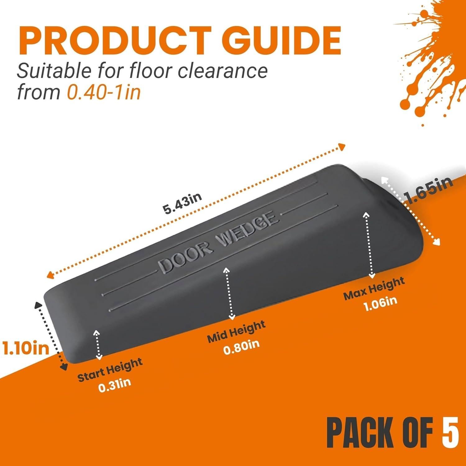 Topes de puerta de goma UNS Essentials, paquete de 5, antideslizantes