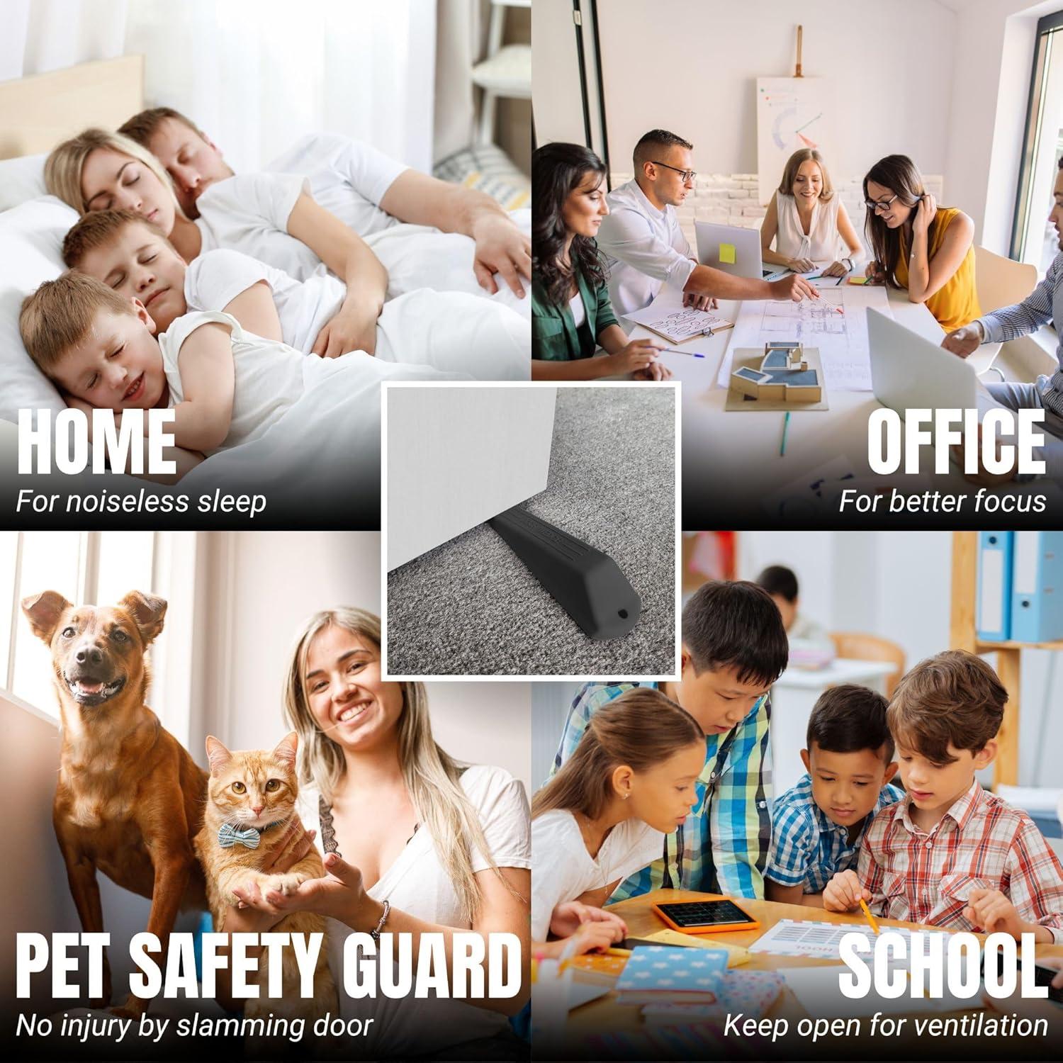 Topes de puerta de goma UNS Essentials, paquete de 5, antideslizantes