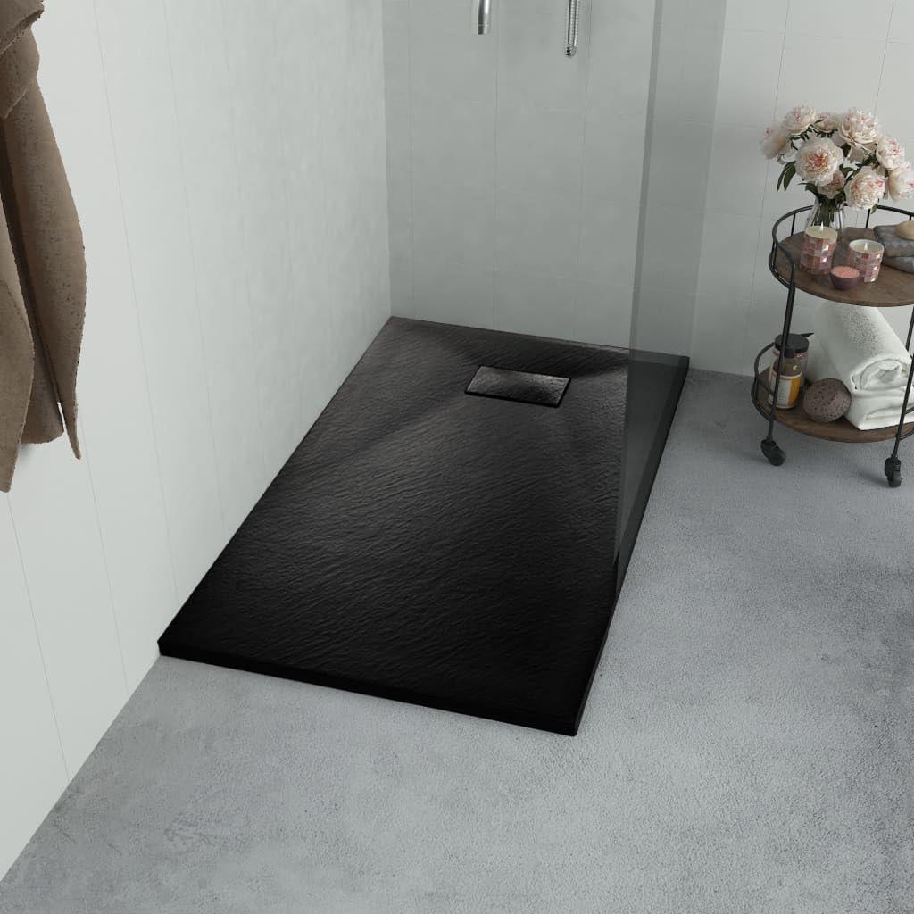 Base de Ducha vidaXL 80x80 cm Antideslizante Negro SMC