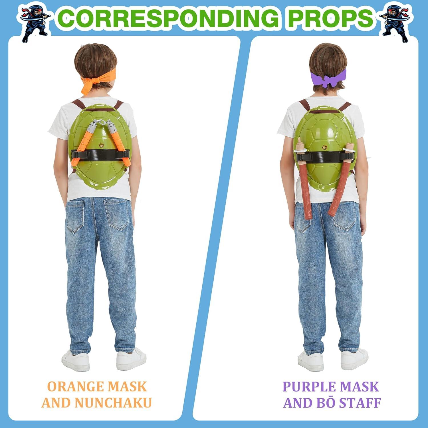 Disfraz de Ninja Superhéroe Naranja con Armas y Máscara