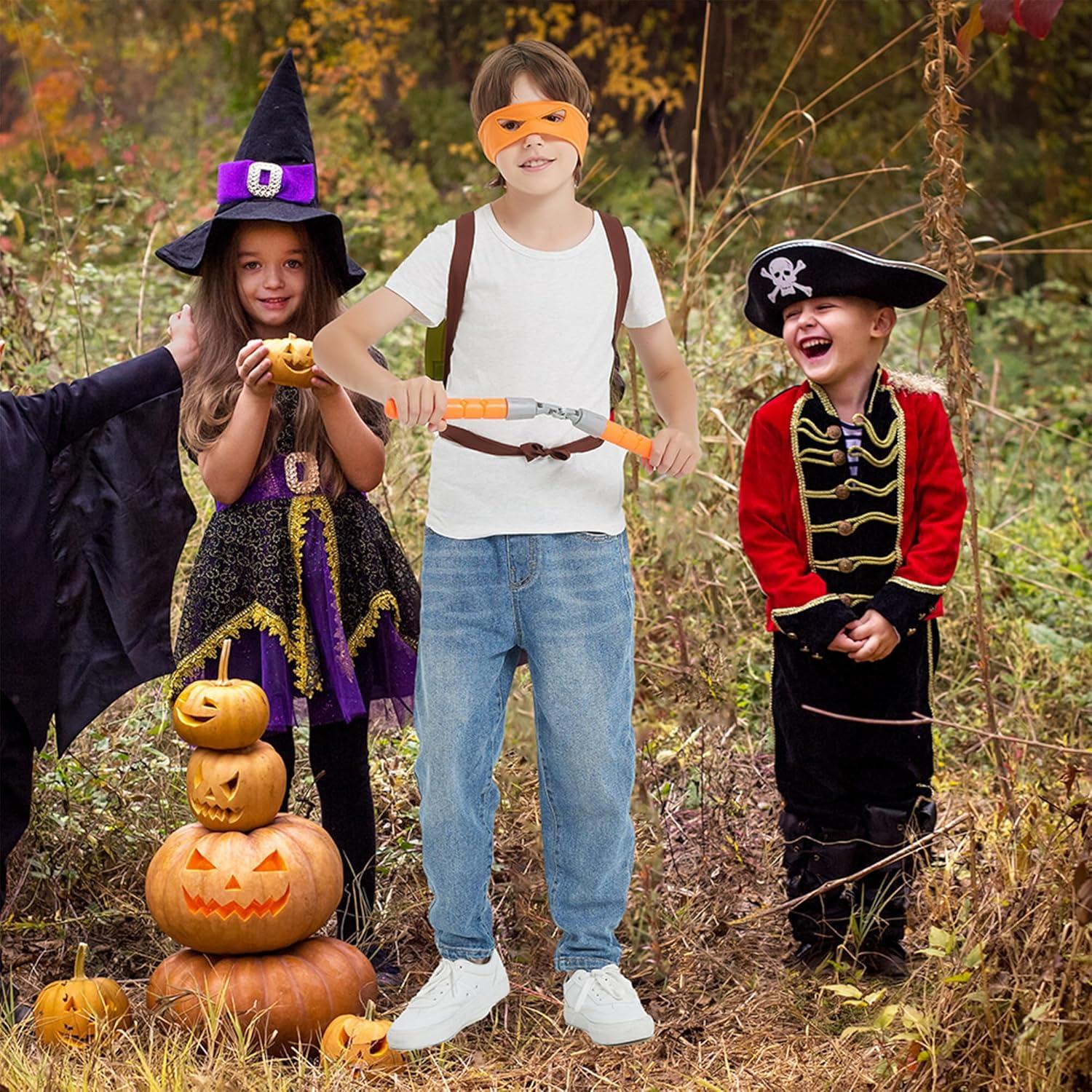 Disfraz de Ninja Superhéroe Naranja con Armas y Máscara