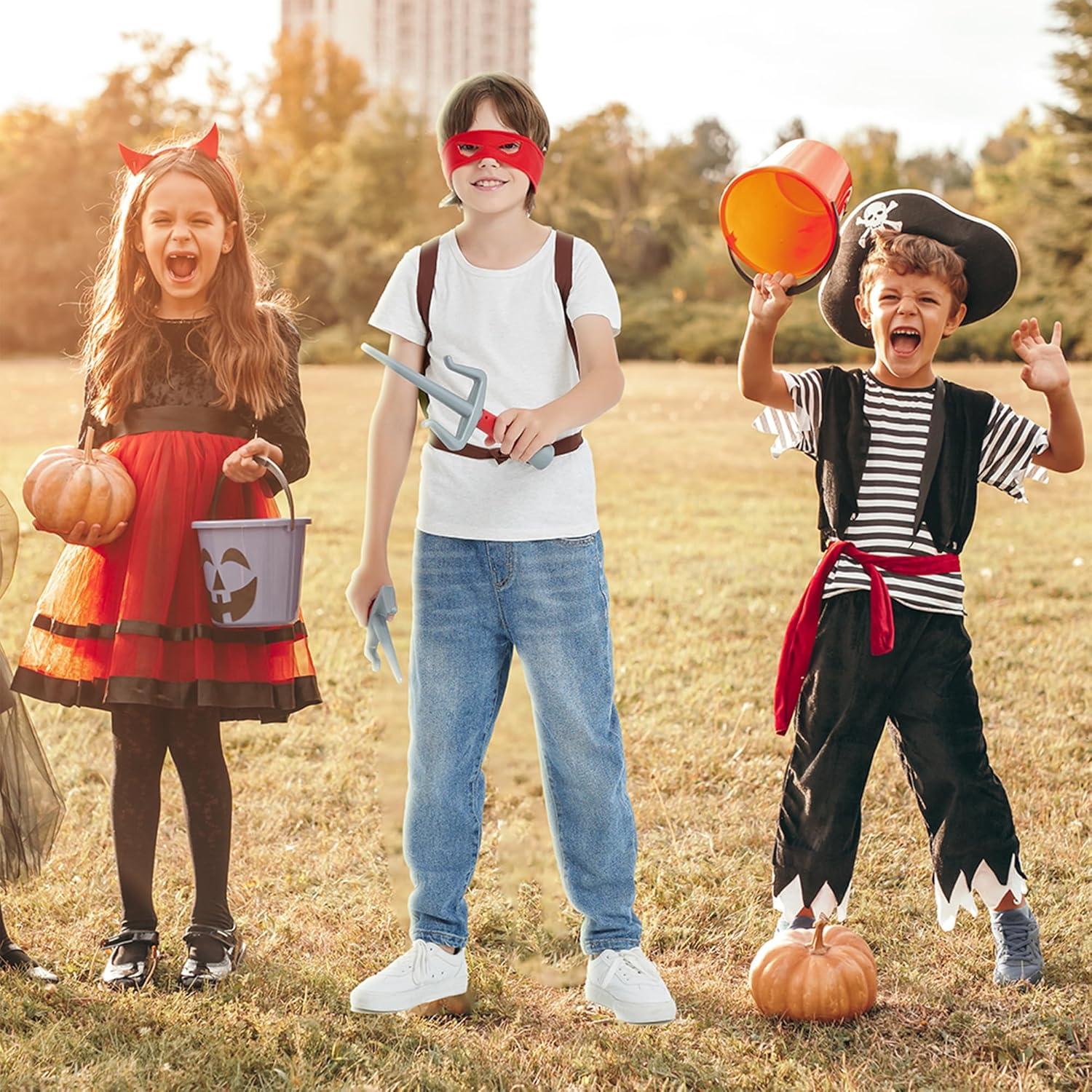 Disfraz de Ninja Superhéroe Naranja con Armas y Máscara