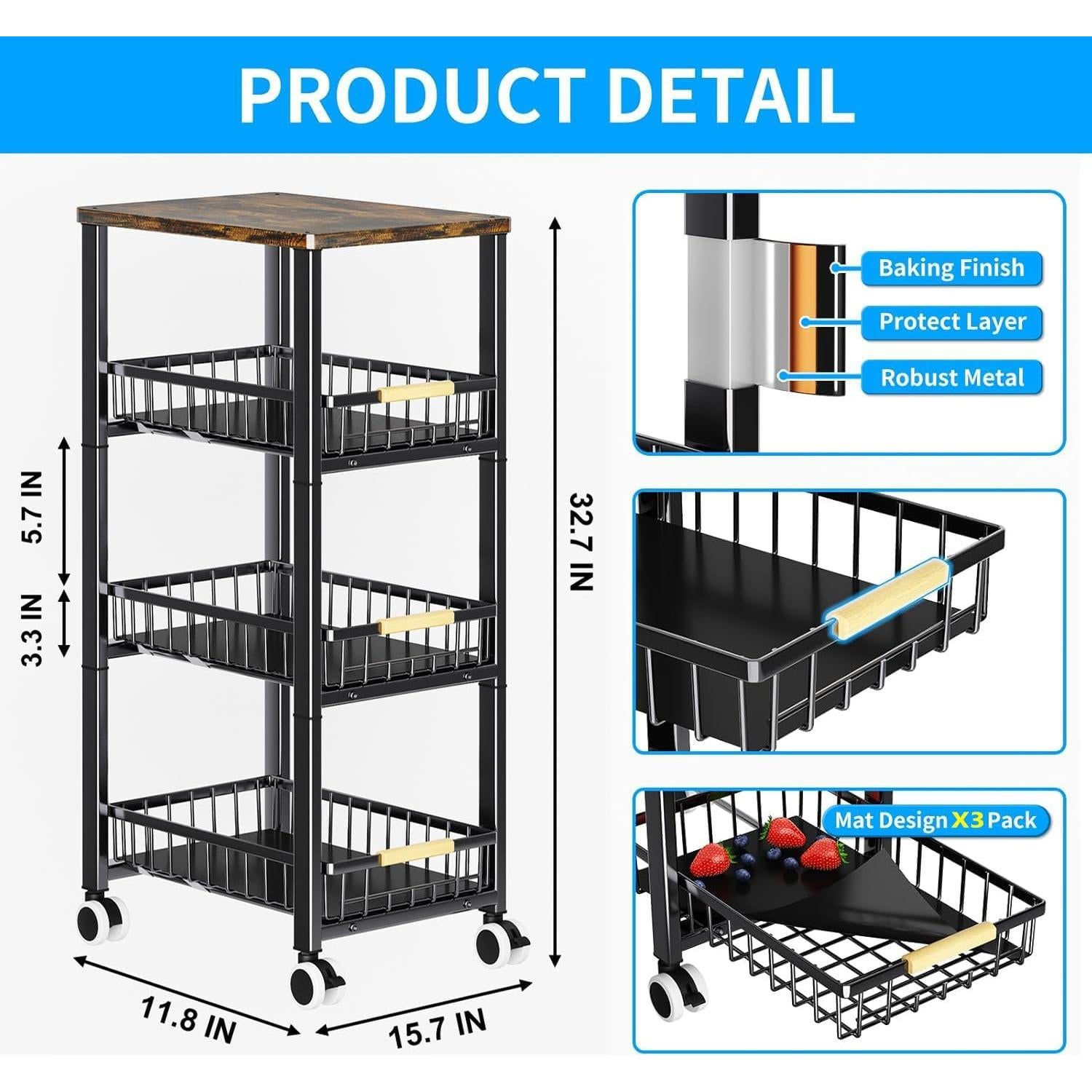 Cesta de Almacenamiento de Frutas y Verduras Miyawell 4 Niveles