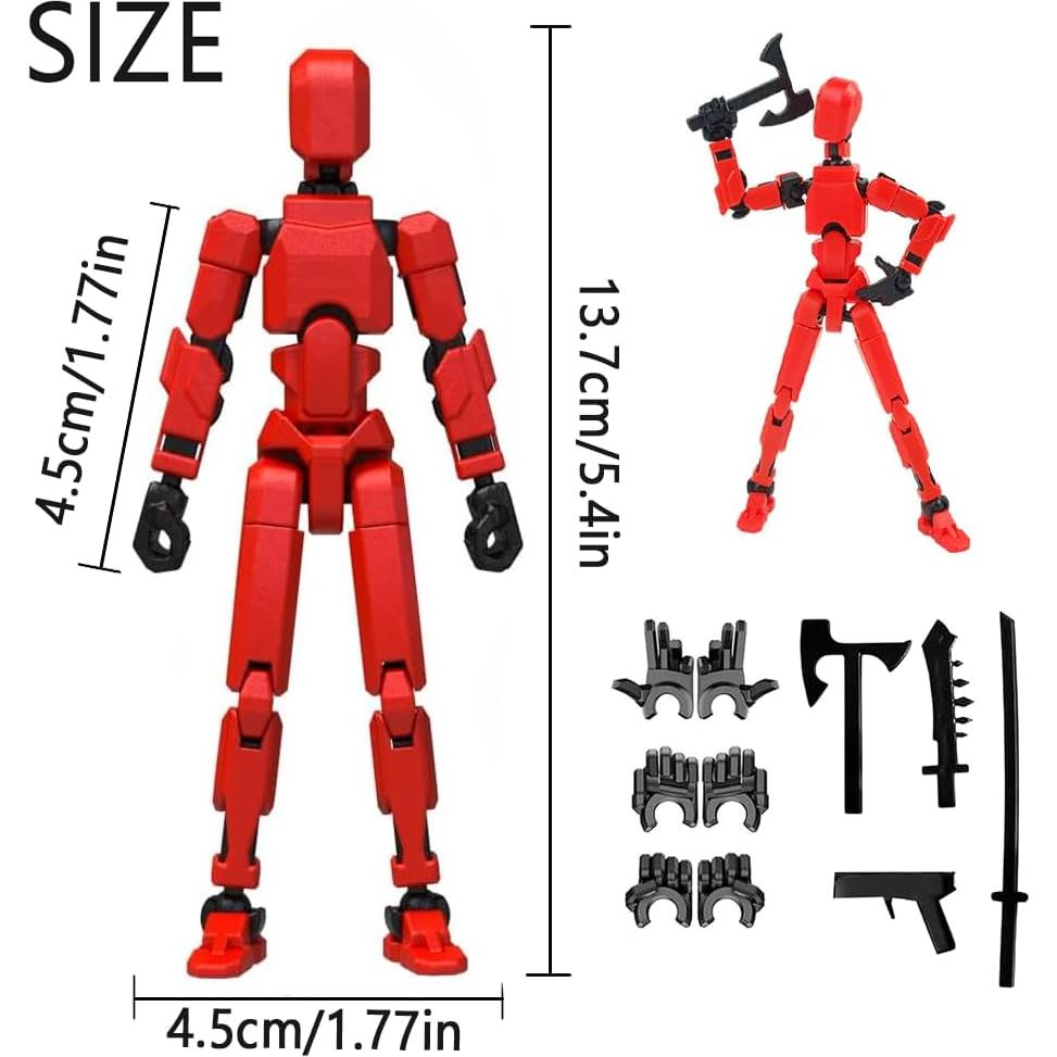 Figura de Acción Titan 13 Robot Rojo 3D con Joints Móviles