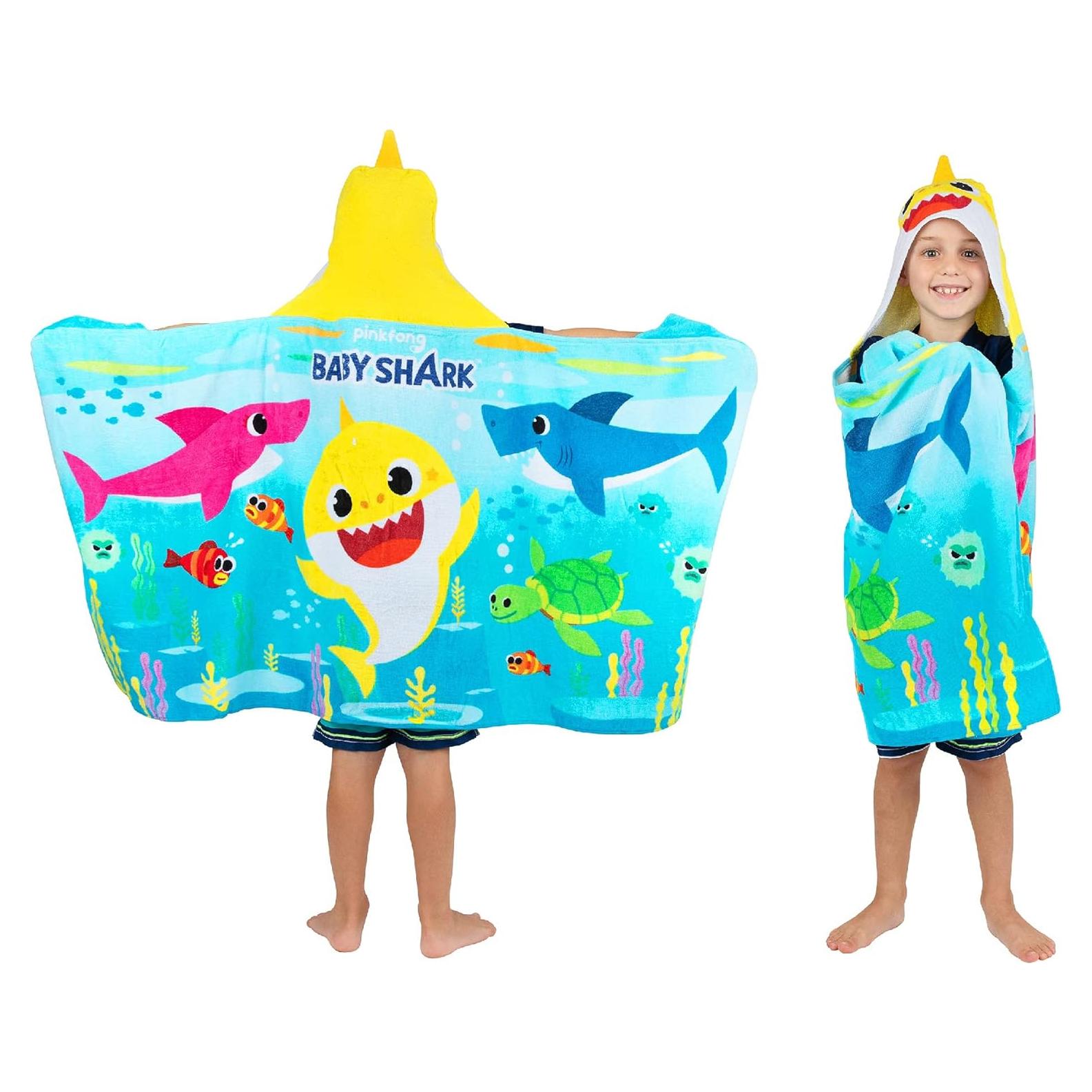 Toalla con Capucha Baby Shark Franco 61x127 cm Suave Algodón