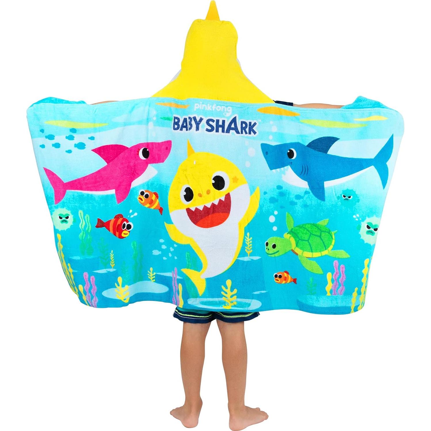 Toalla con Capucha Baby Shark Franco 61x127 cm Suave Algodón