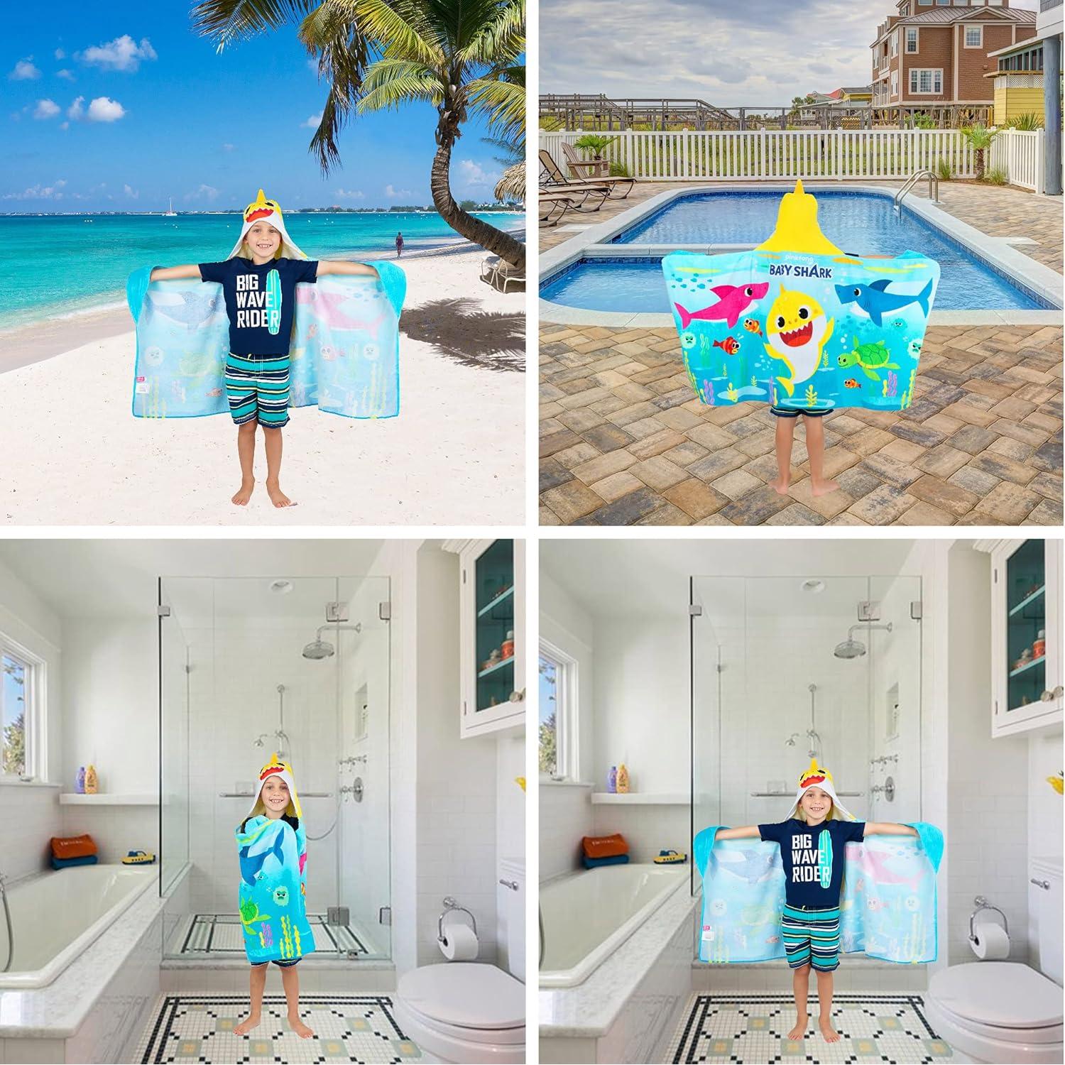 Toalla con Capucha Baby Shark Franco 61x127 cm Suave Algodón