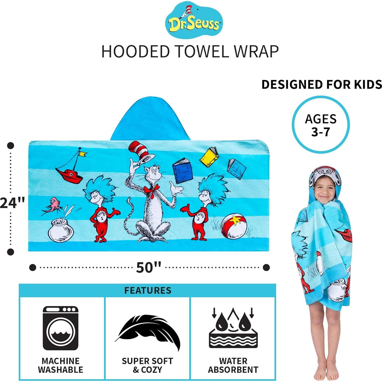 Toalla con capucha Dr. Seuss 61x127 cm para baño y playa