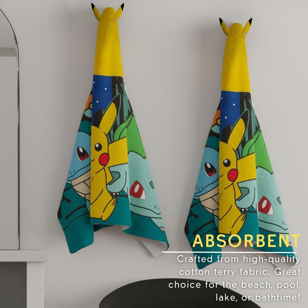 Toalla con Capucha Pokémon Franco 61x127 cm Suave y Absorbente