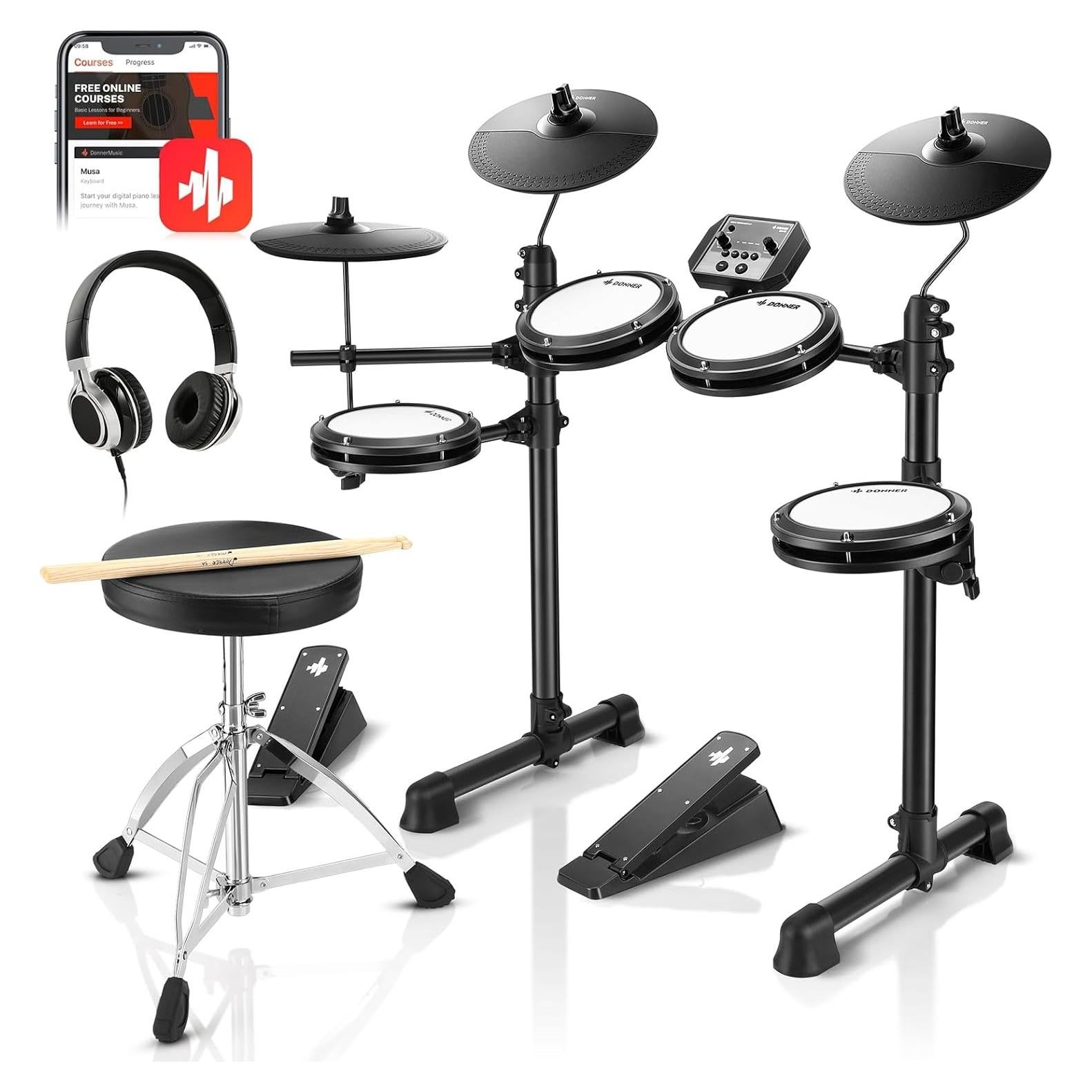 Batería Electrónica Donner DED-80 con 4 Pads y 180 Sonidos