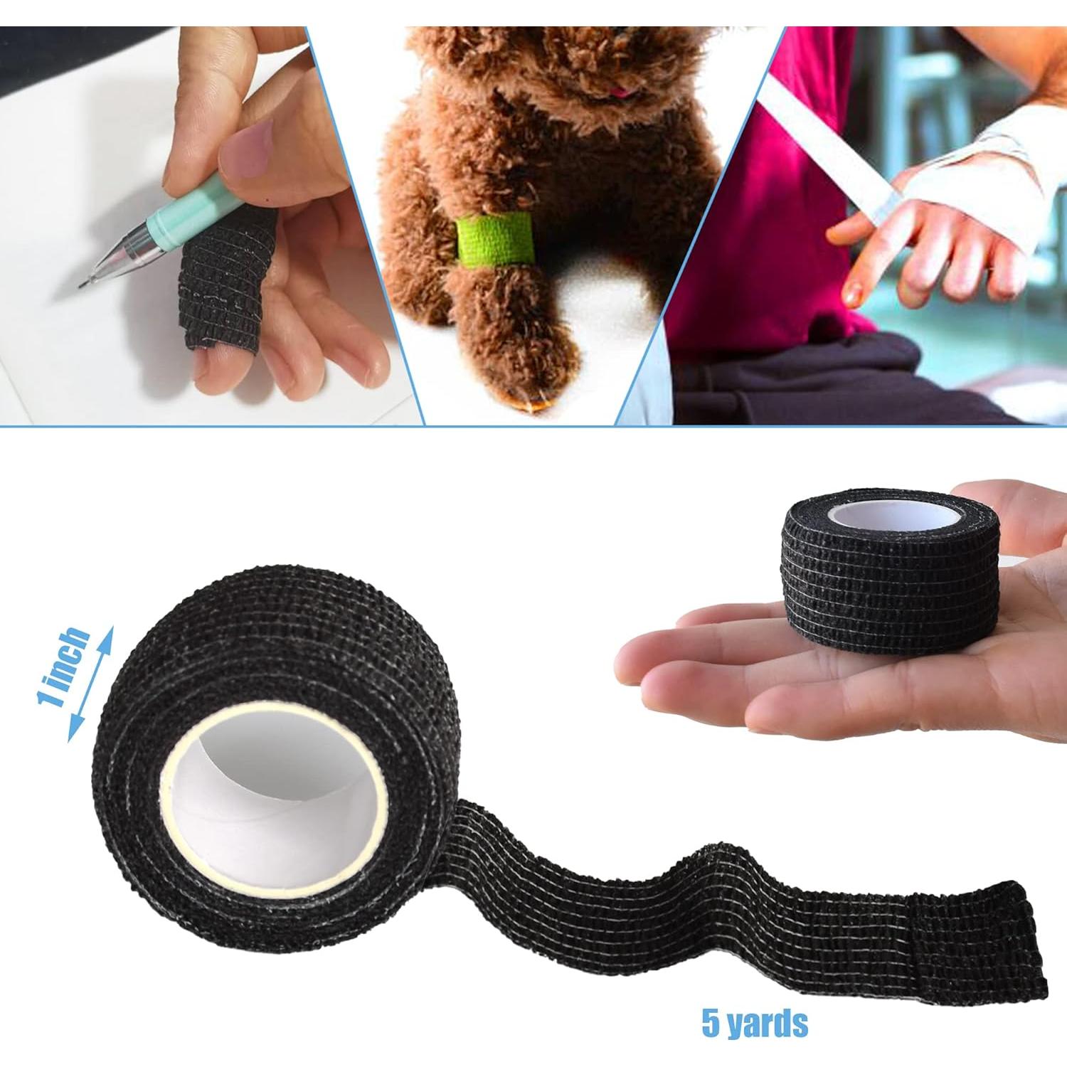 Paquete de 9 Vendas Autoadhesivas Gondiane 2.54 cm x 4.57 m Negro