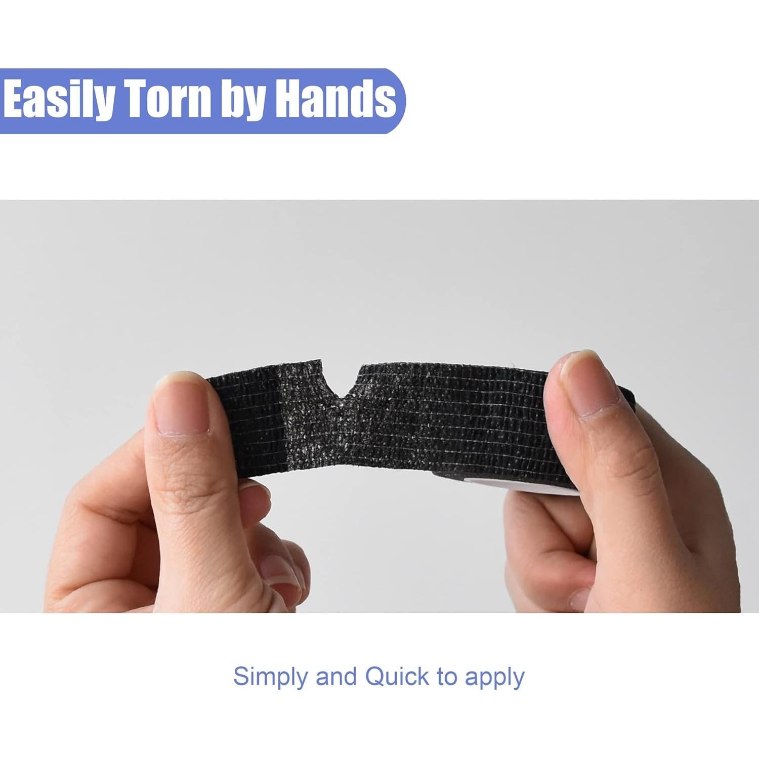 Paquete de 9 Vendas Autoadhesivas Gondiane 2.54 cm x 4.57 m Negro