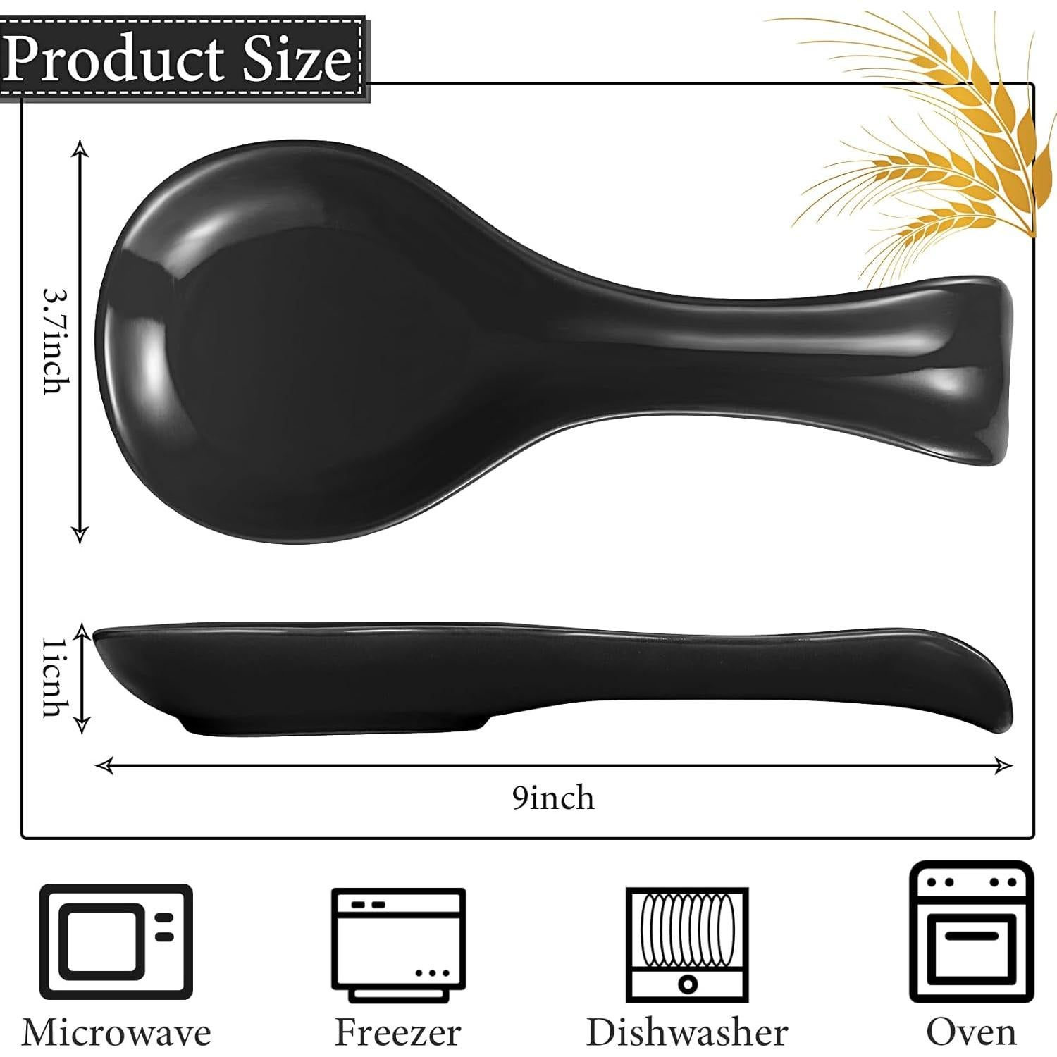 Soporte para cuchara de cerámica Patelai negro 10x22 cm