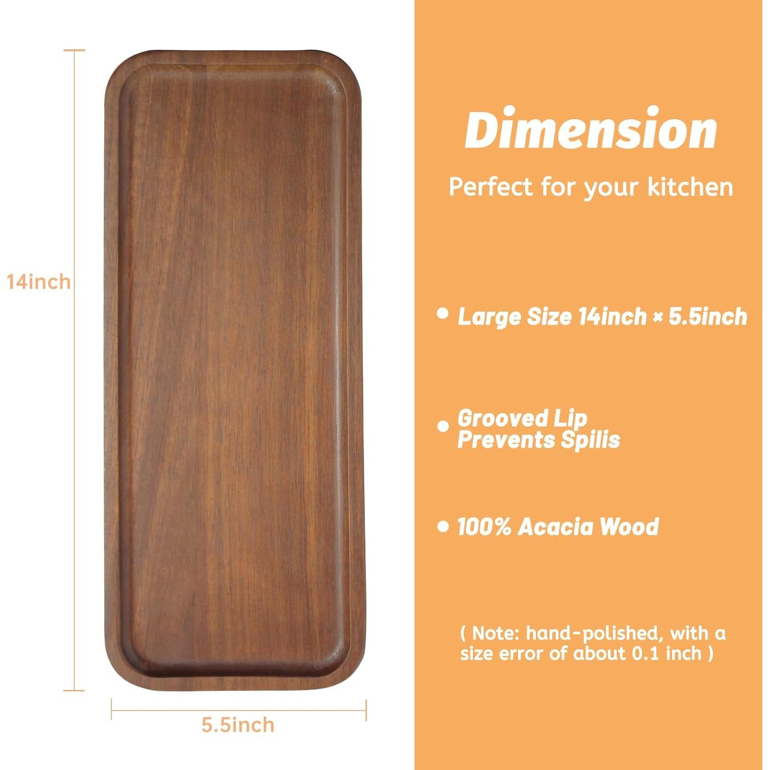 Juego de 3 Bandejas de Madera de Acacia HOMKULA 35.56x13.97cm