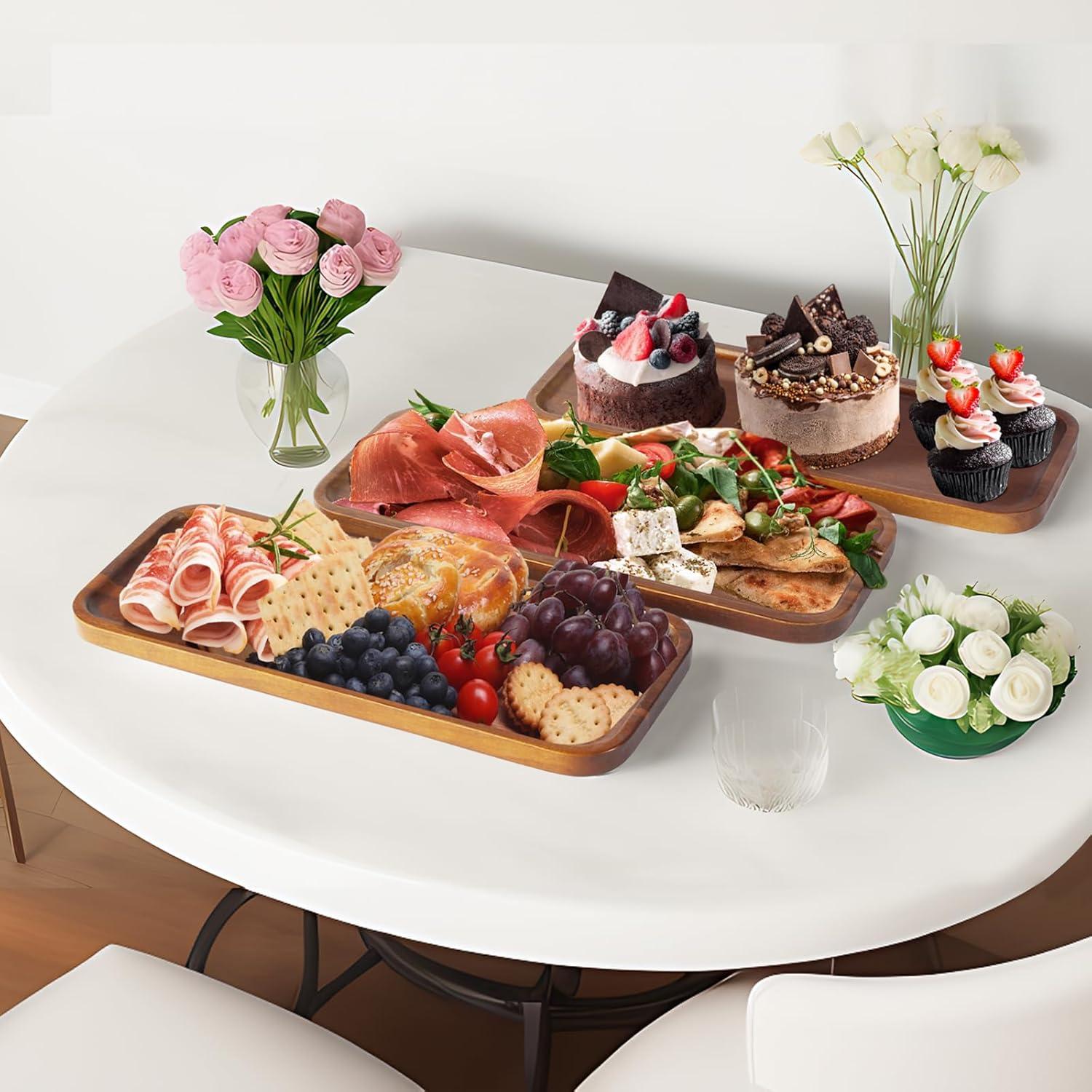 Juego de 3 Bandejas de Madera de Acacia HOMKULA 35.56x13.97cm