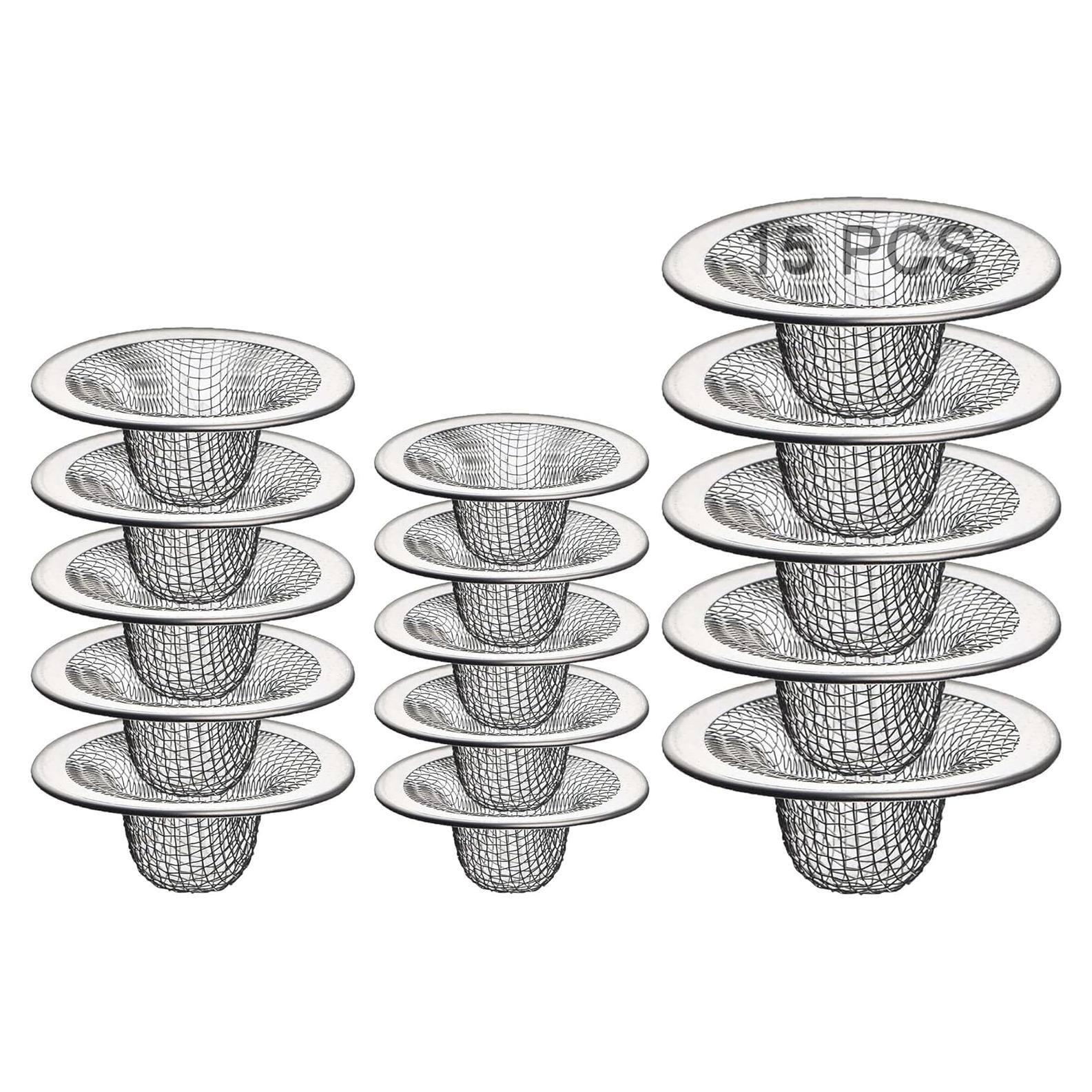 Colador de Drenaje de Malla Beyoslf - 15 Pcs Acero Inoxidable