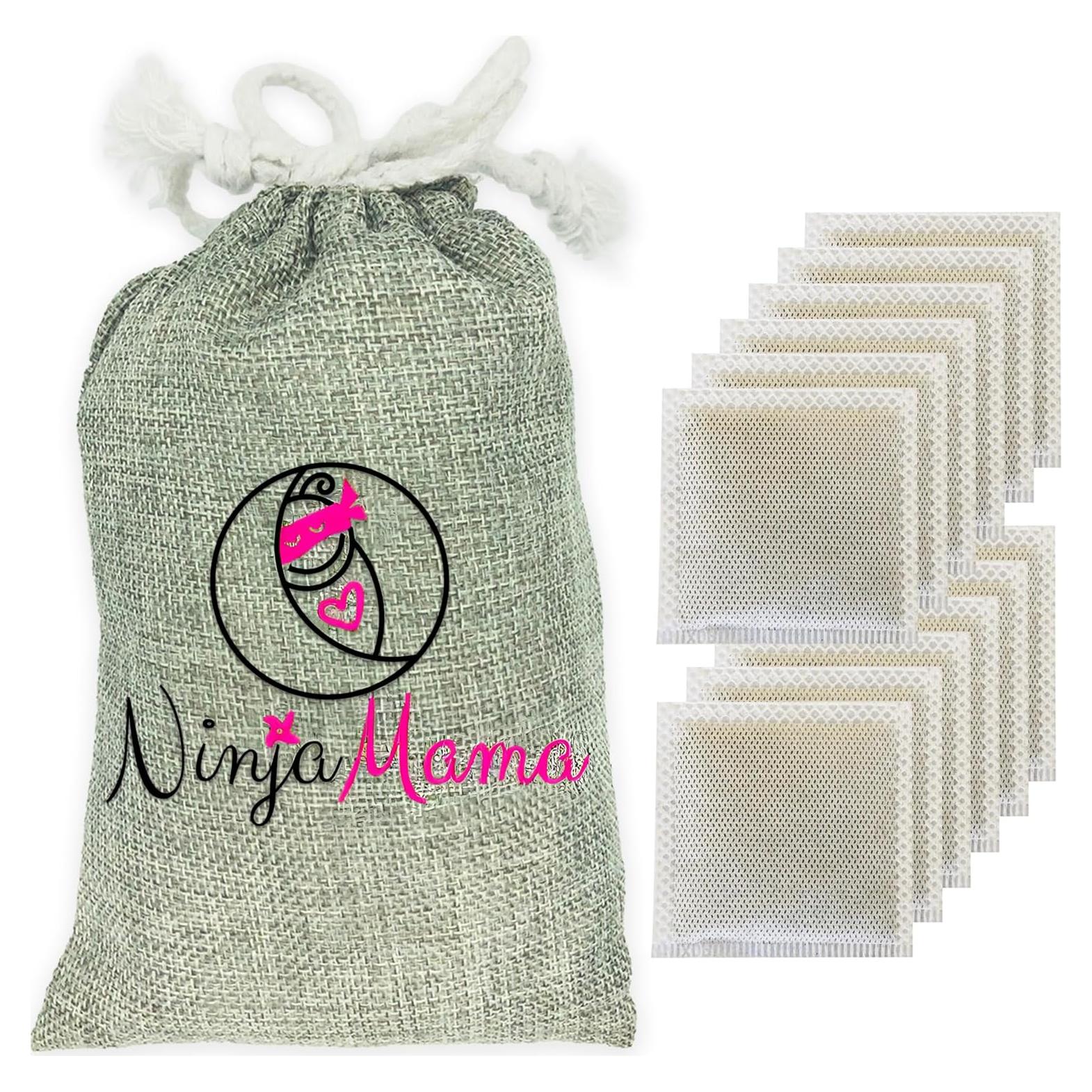 Desodorante para Cubos de Pañales Ninja Mama - 12 Saquitos Carbón Bambú Toque Rosa