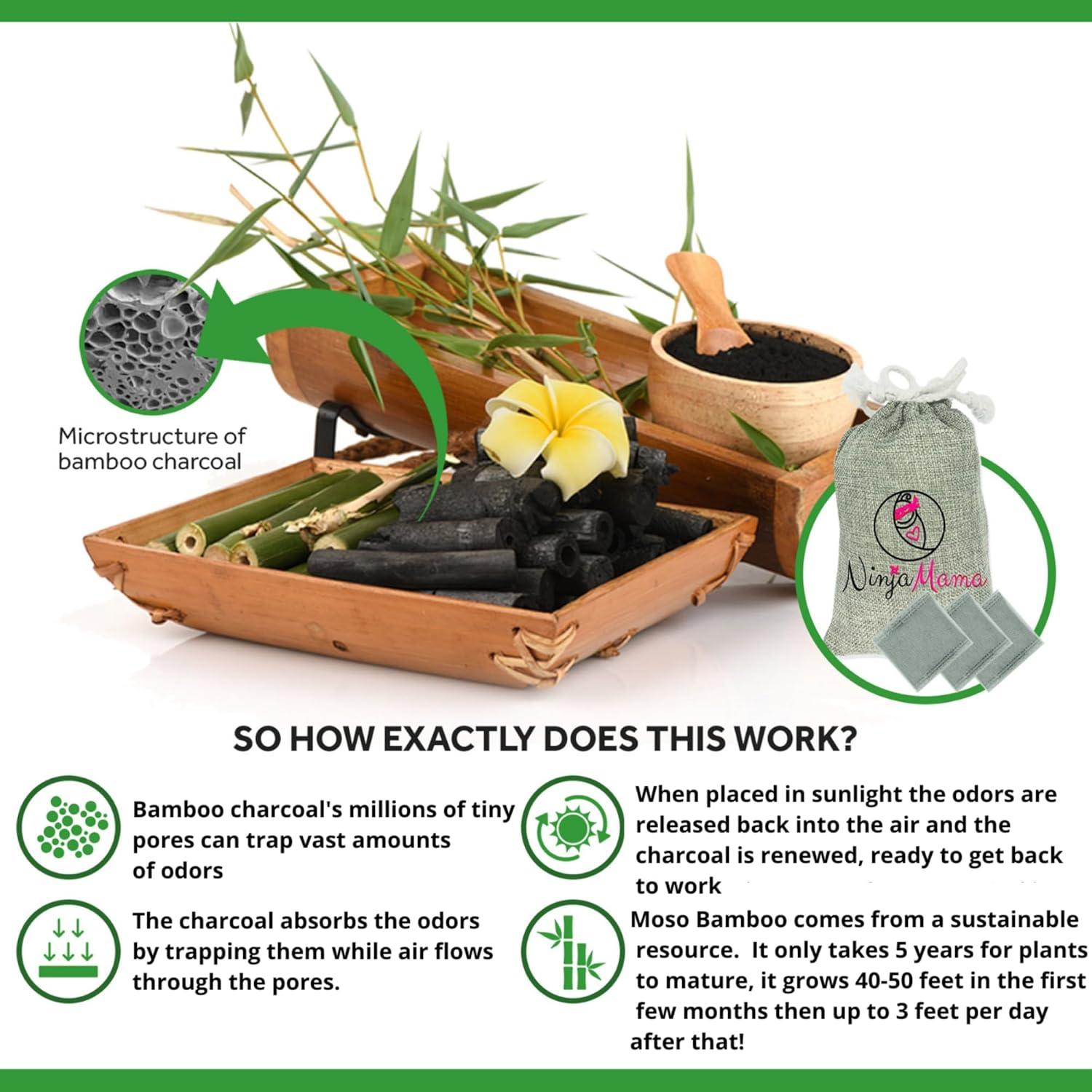 Desodorante para Cubos de Pañales Ninja Mama - 12 Saquitos Carbón Bambú Toque Rosa