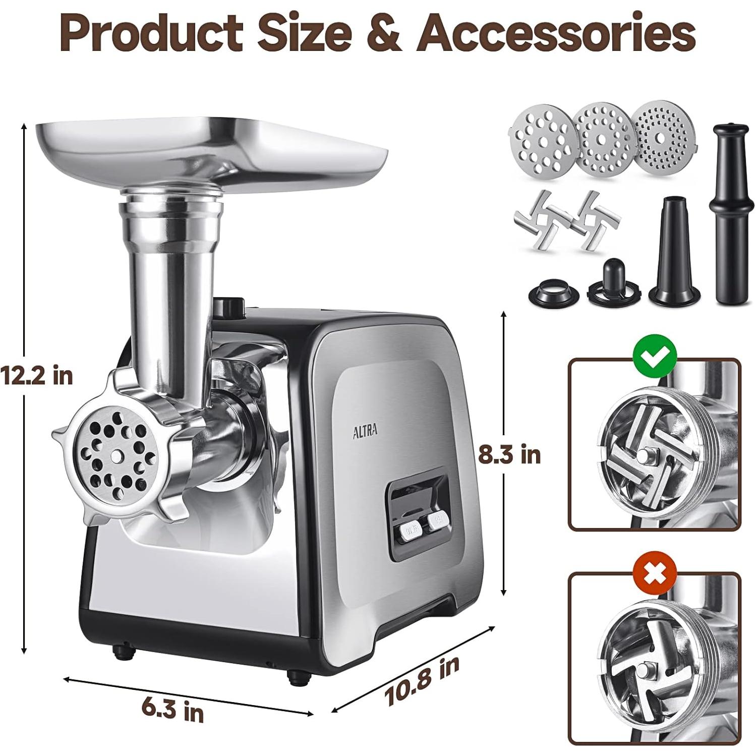 Picadora de Carne Eléctrica ALTRA LIFE MG090-S 2800W 3 Placas