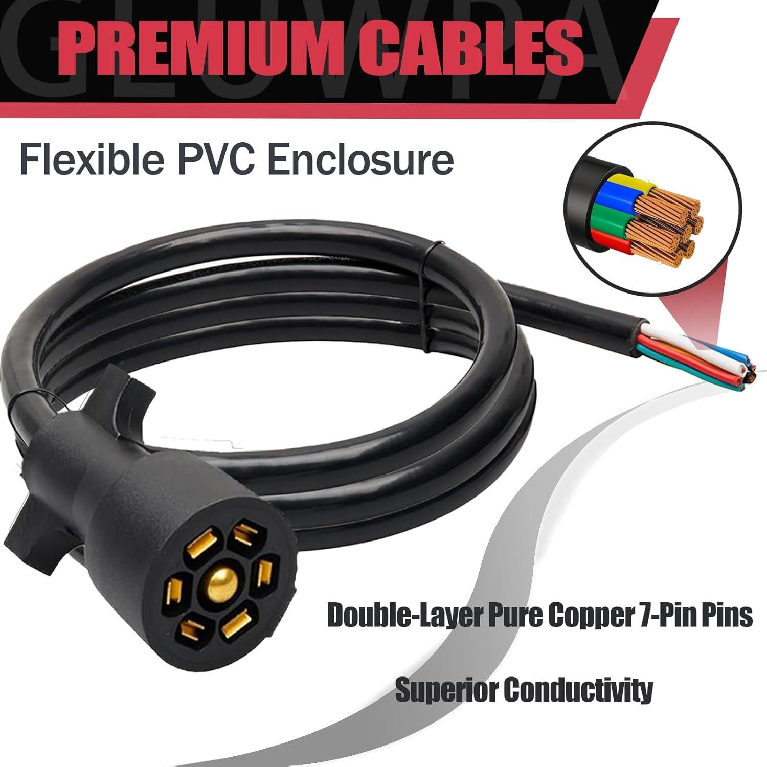 Kit de Arnés de Cableado para Remolque GLUWPA 7 Pines 8 Pies