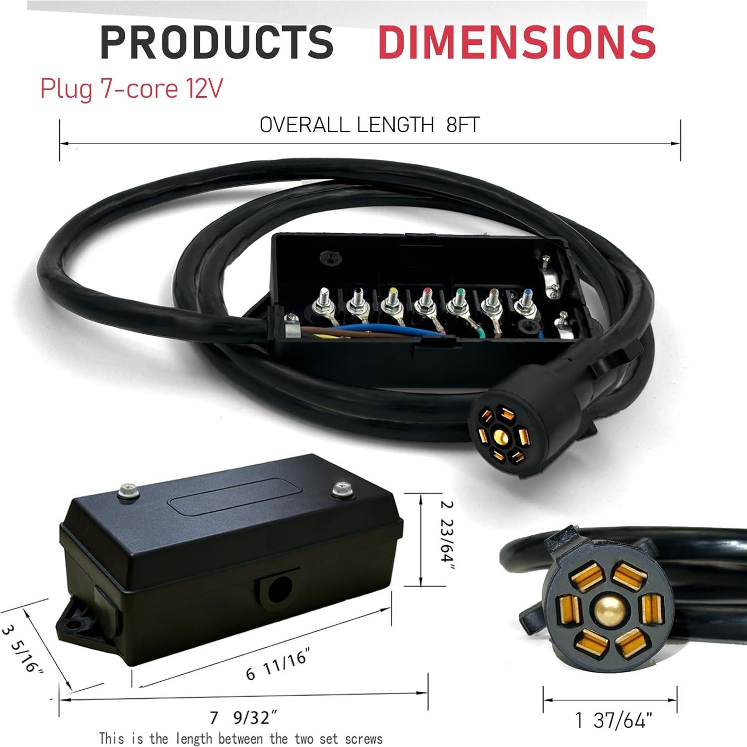 Kit de Arnés de Cableado para Remolque GLUWPA 7 Pines 8 Pies