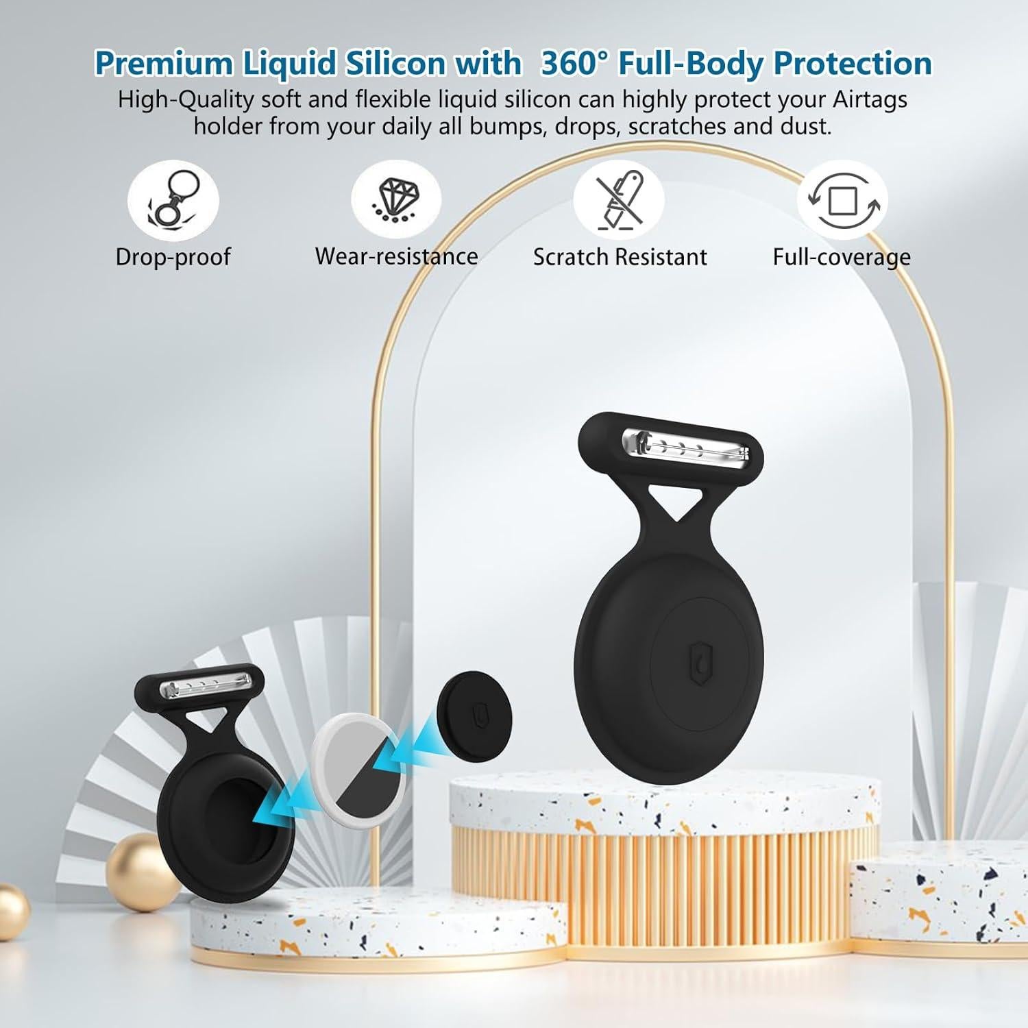 for AirTag Holder Case with Brooch Pin,Waterproof Hidden for AirTag Case Cover for Kids,Item Locator,Full Protective Anti Lost GPS Tracker Item Finder for Child/Kids/Elderly/Clothing-Black