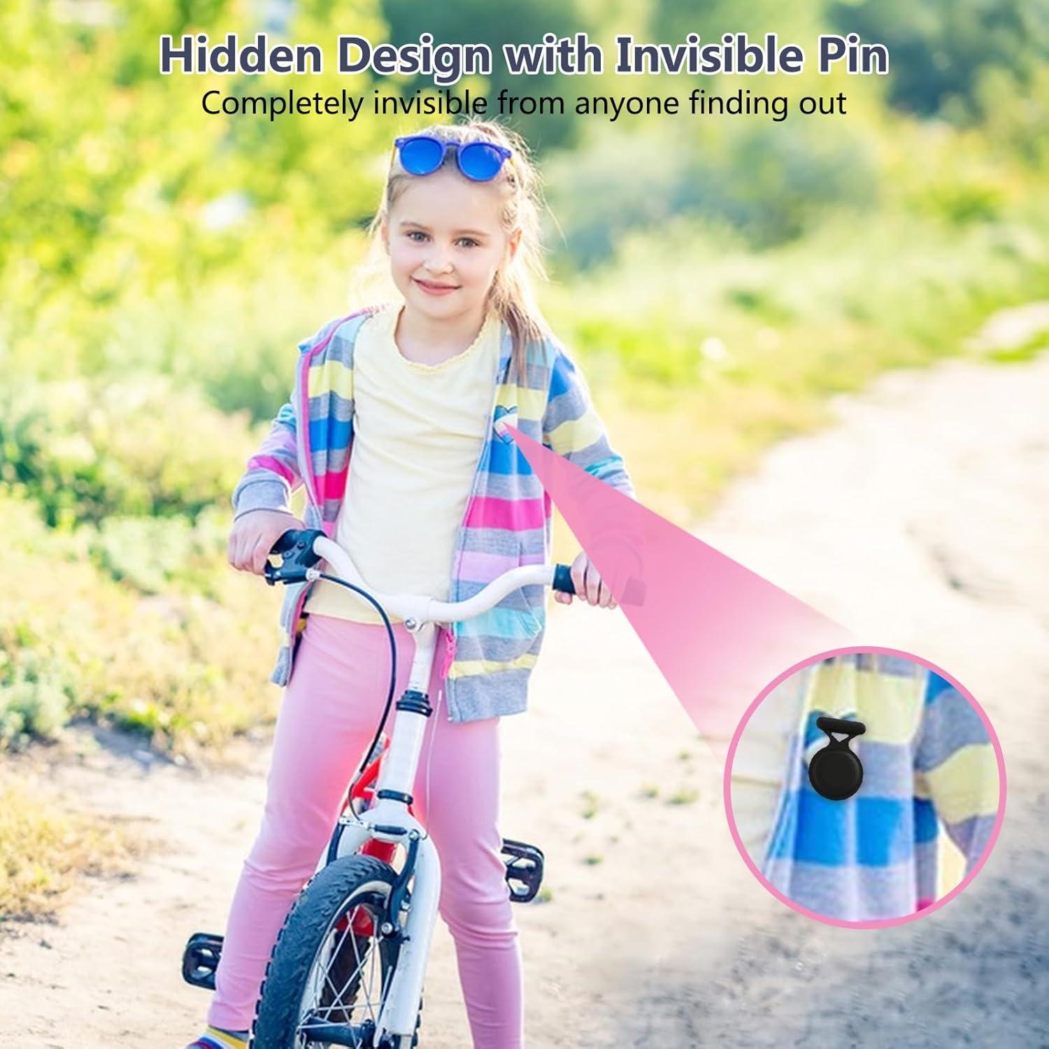 for AirTag Holder Case with Brooch Pin,Waterproof Hidden for AirTag Case Cover for Kids,Item Locator,Full Protective Anti Lost GPS Tracker Item Finder for Child/Kids/Elderly/Clothing-Black