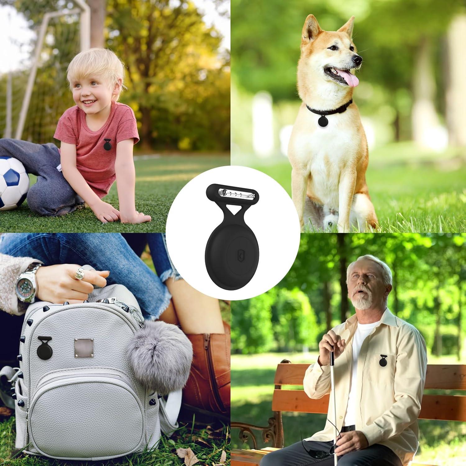 for AirTag Holder Case with Brooch Pin,Waterproof Hidden for AirTag Case Cover for Kids,Item Locator,Full Protective Anti Lost GPS Tracker Item Finder for Child/Kids/Elderly/Clothing-Black