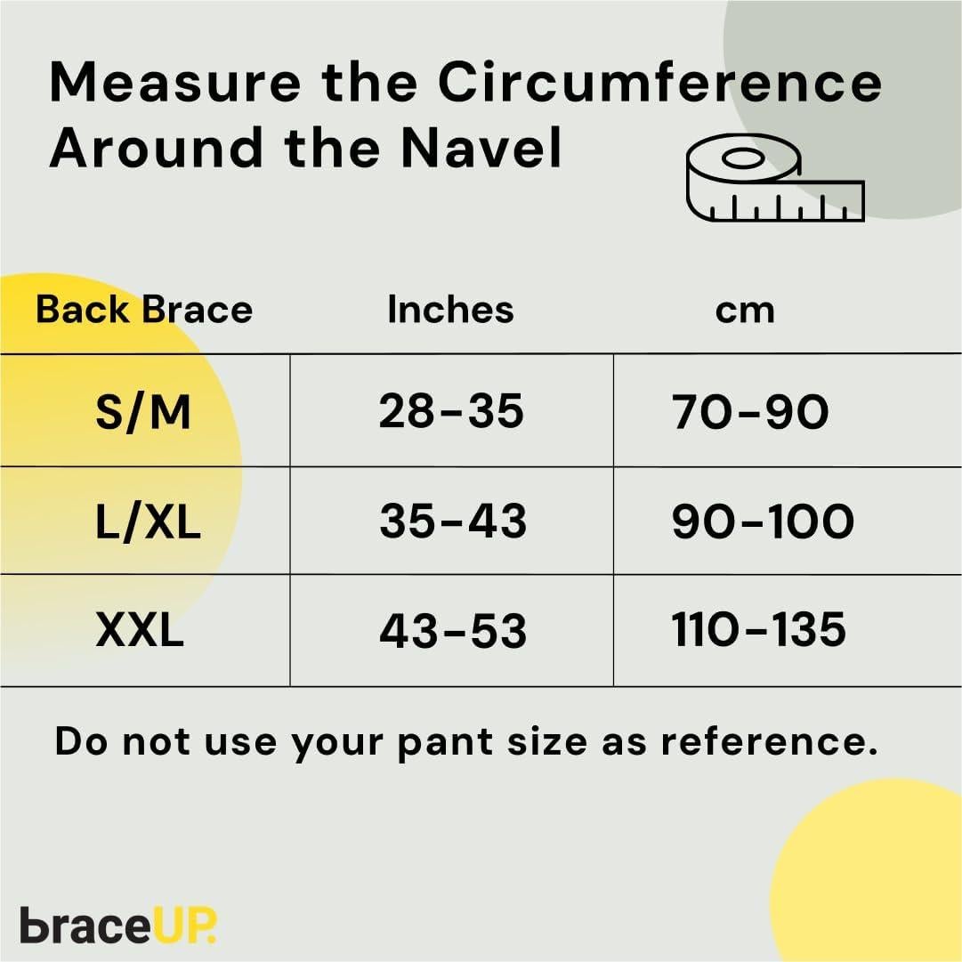Cinturón Lumbar BraceUP XXL para Alivio de Espalda Baja