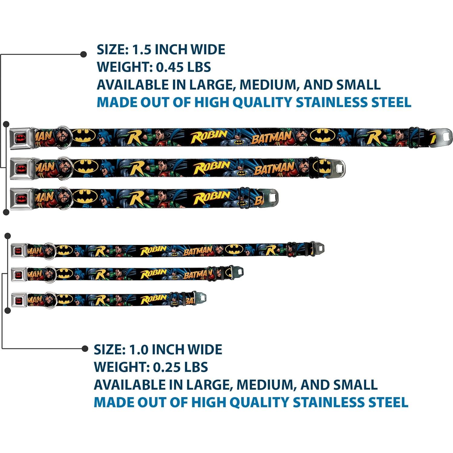 Collar de Perro Buckle-Down Batman y Robin 2.5cm Ajustable 23-38cm